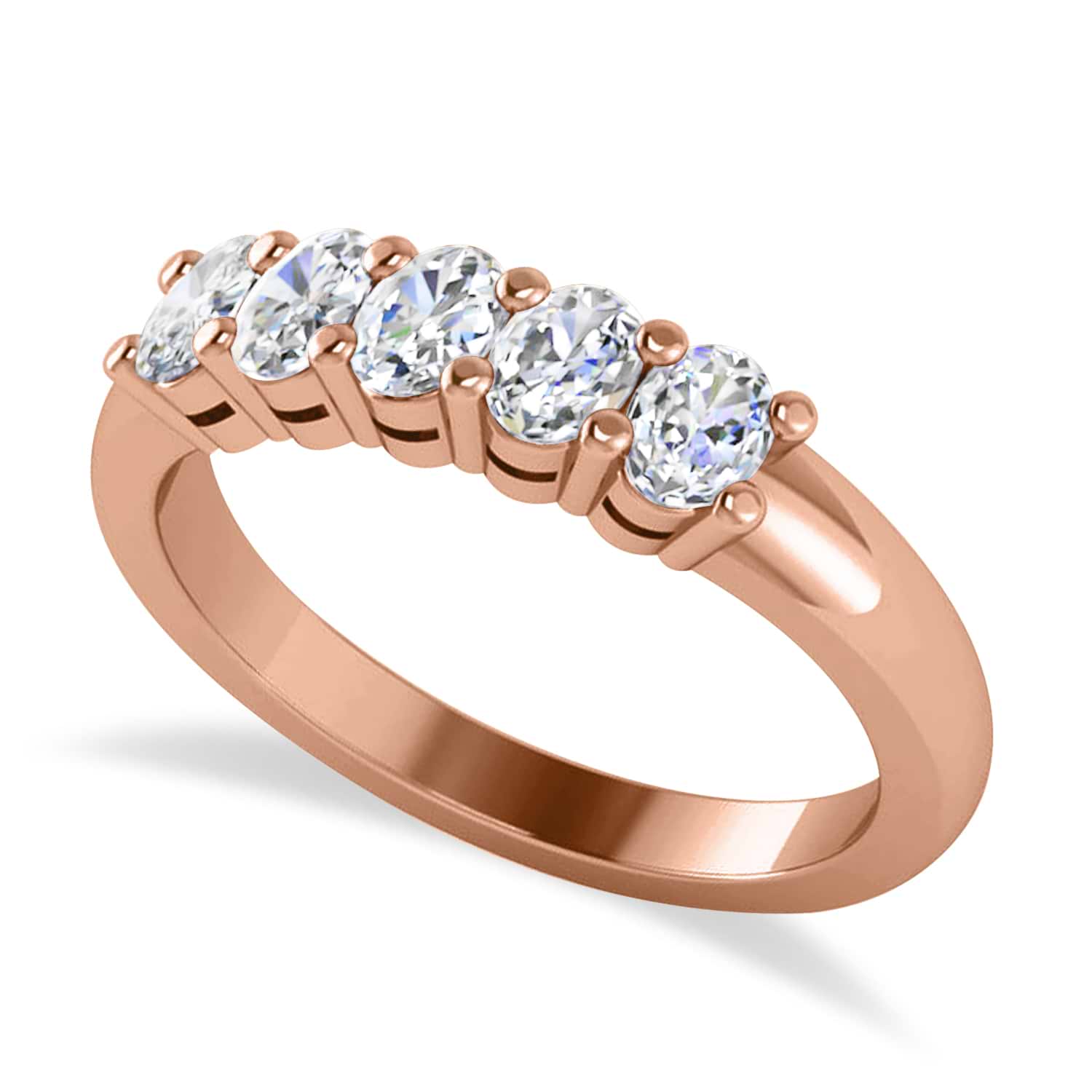 Oval Diamond Five Stone Wedding Band 14k Rose Gold (1.00ct)