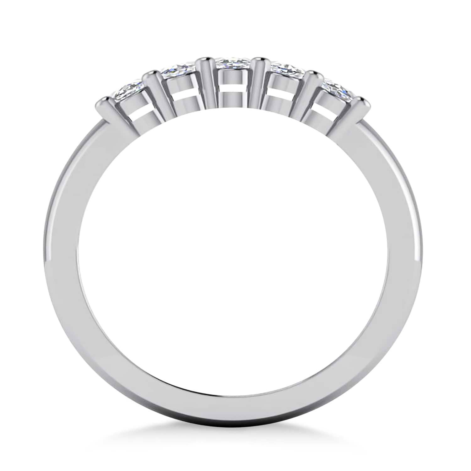 Oval Diamond Five Stone Wedding Band 14k White Gold (1.00ct)