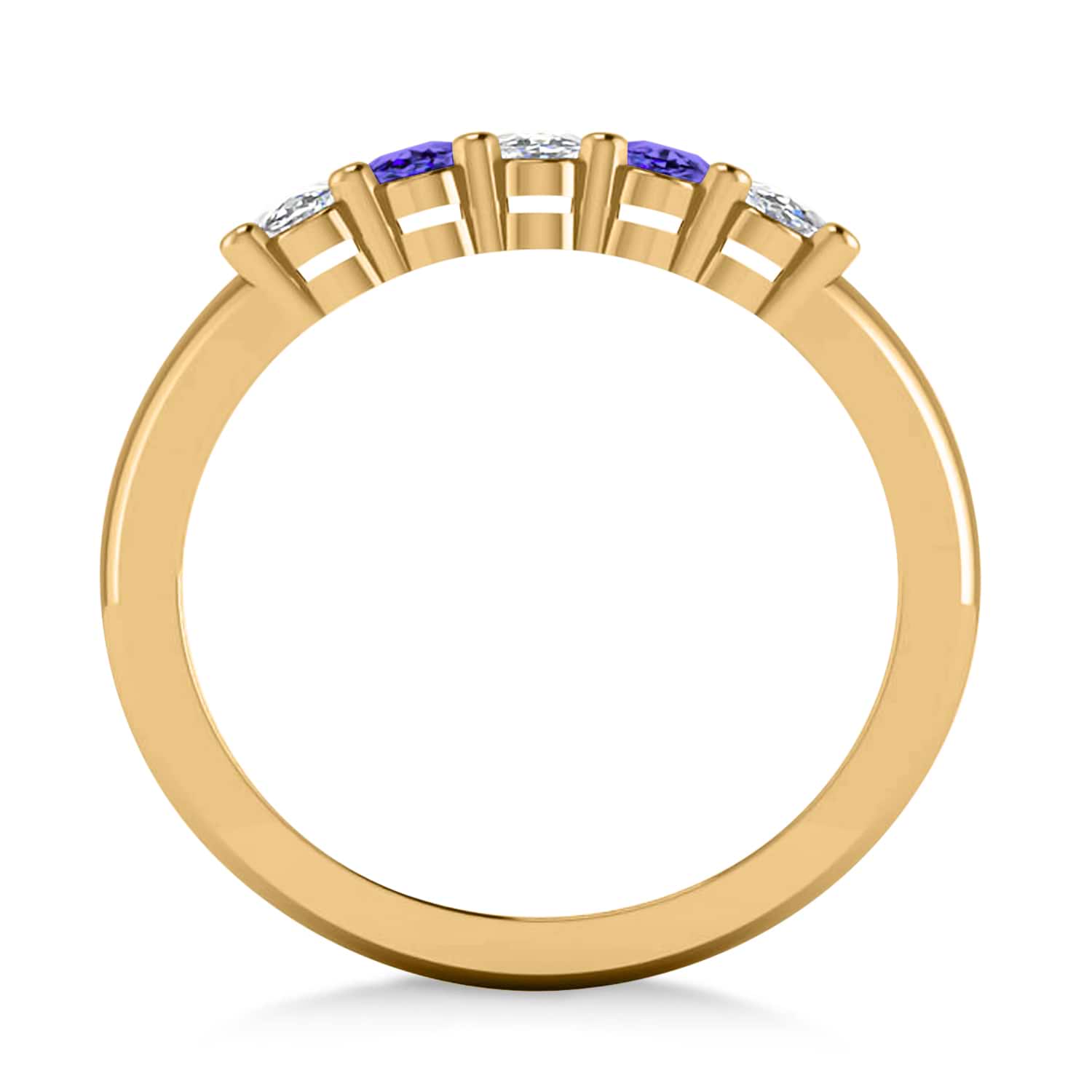 Oval Diamond & Tanzanite Five Stone Ring 14k Yellow Gold (1.00ct)
