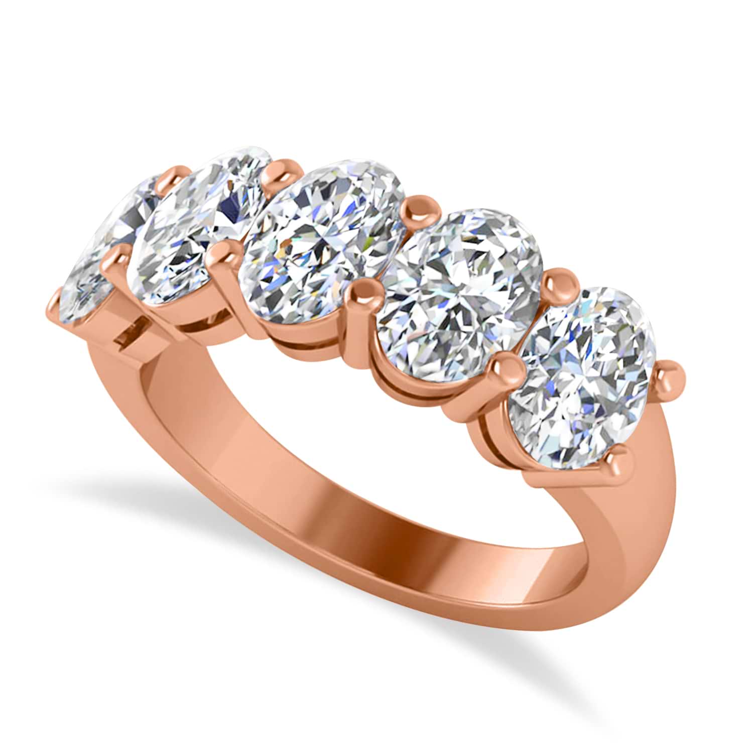 Oval Diamond Five Stone Wedding Band 14k Rose Gold (5.00ct)