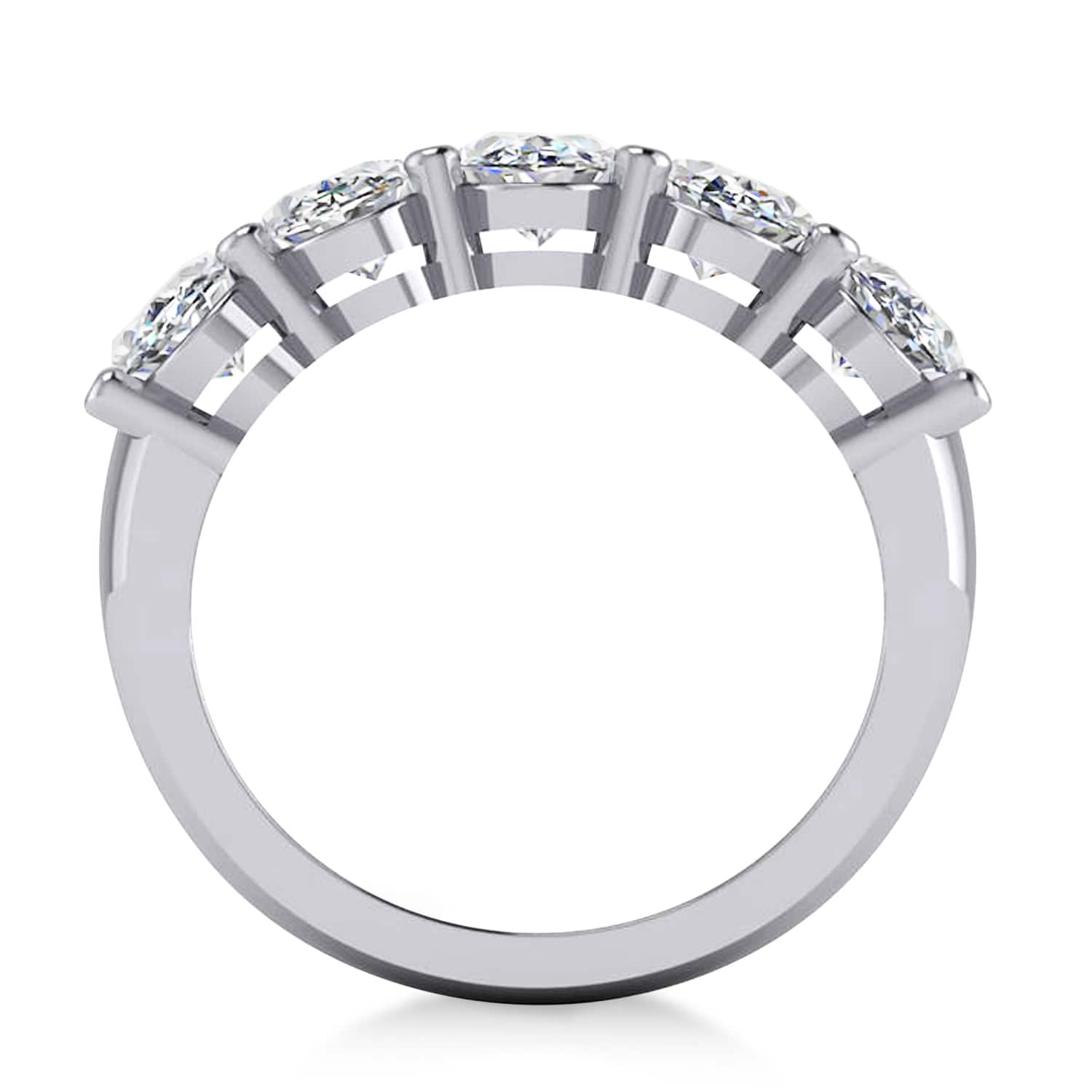 Oval Diamond Five Stone Wedding Band 14k White Gold (5.00ct)