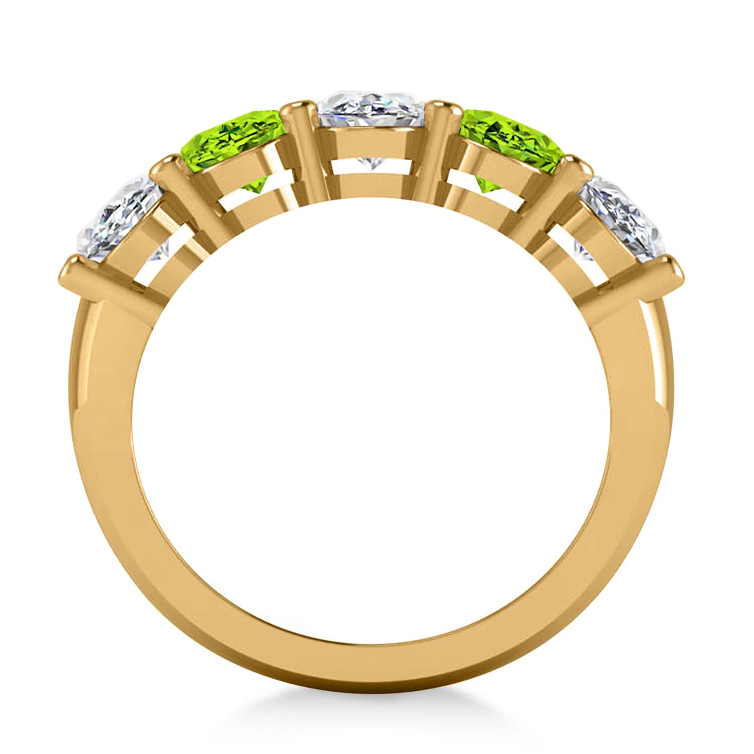Oval Diamond & Peridot Five Stone Ring 14k Yellow Gold (4.90ct)