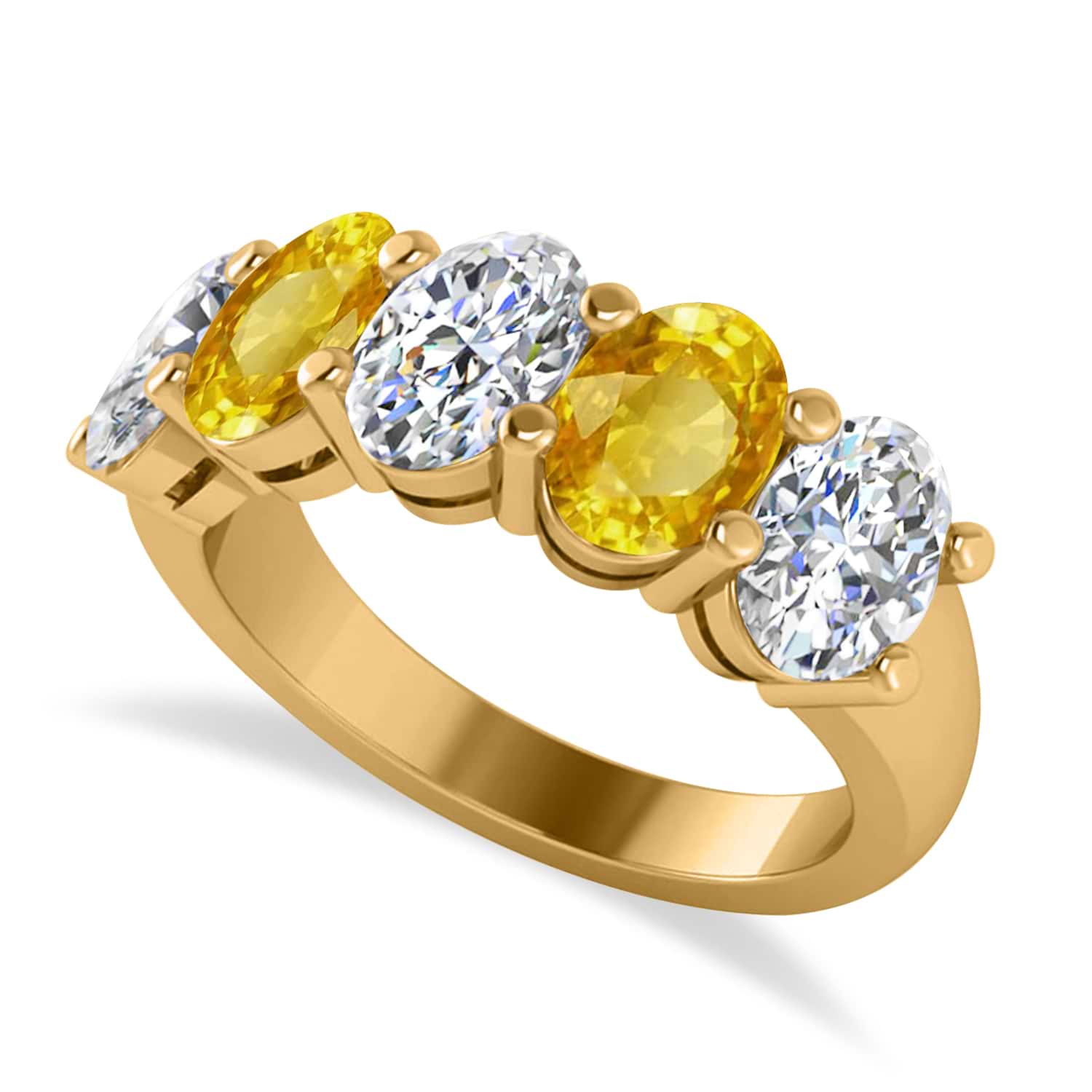 Oval Diamond & Yellow Sapphire Five Stone Ring 14k Yellow Gold (5.00ct)
