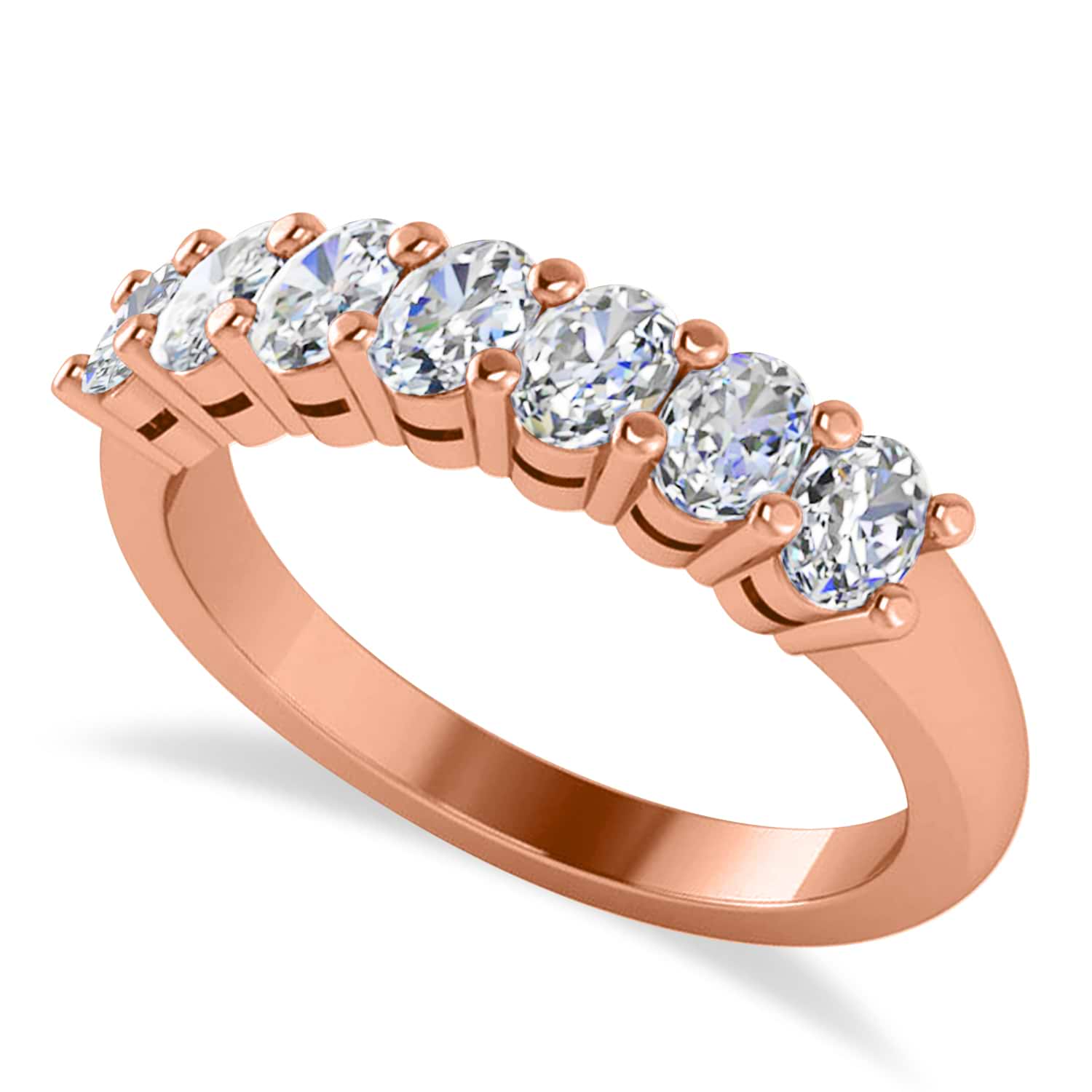 Oval Diamond Seven Stone Wedding Band 14k Rose Gold (1.40ct)