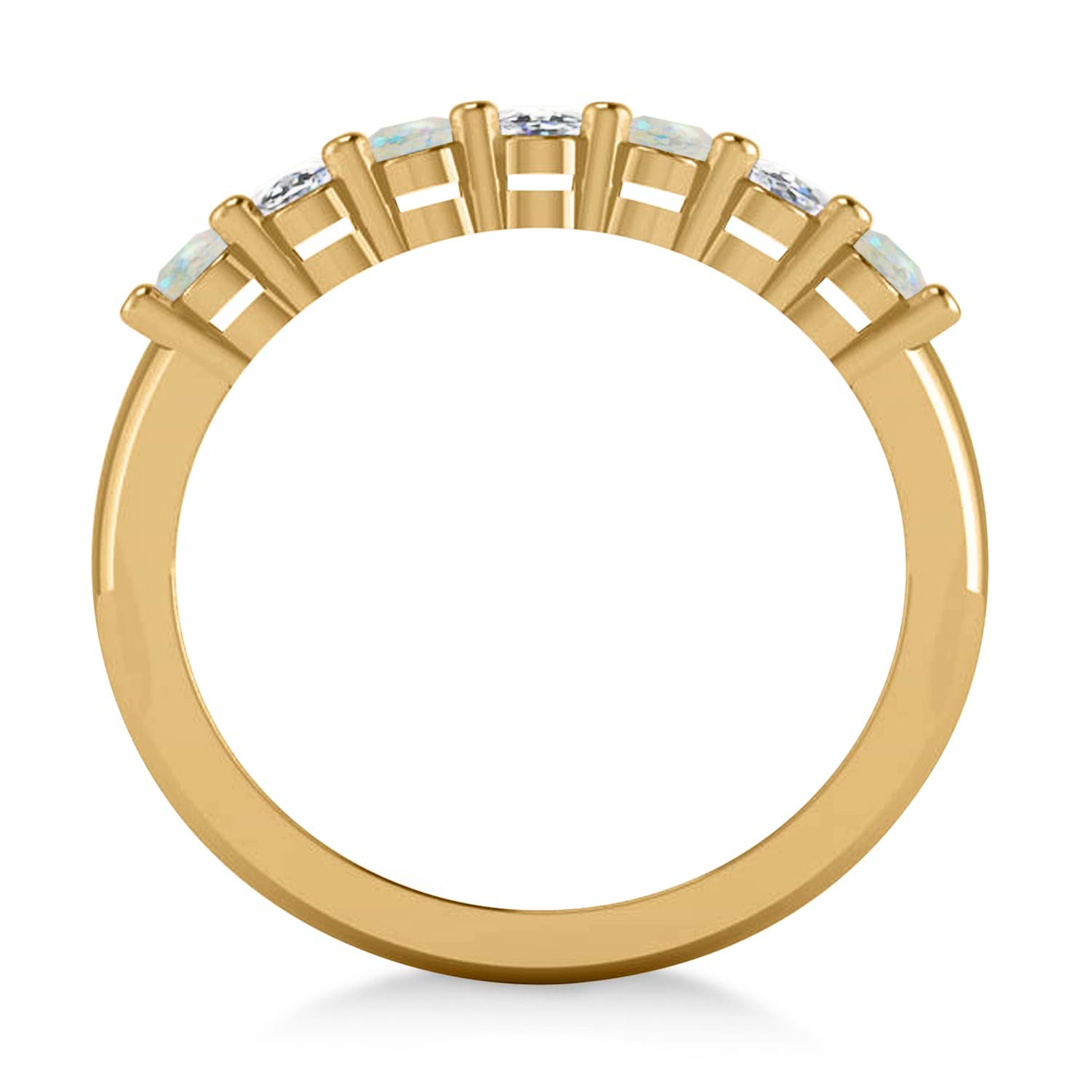 Oval Diamond & Opal Seven Stone Ring 14k Yellow Gold (1.40ct)