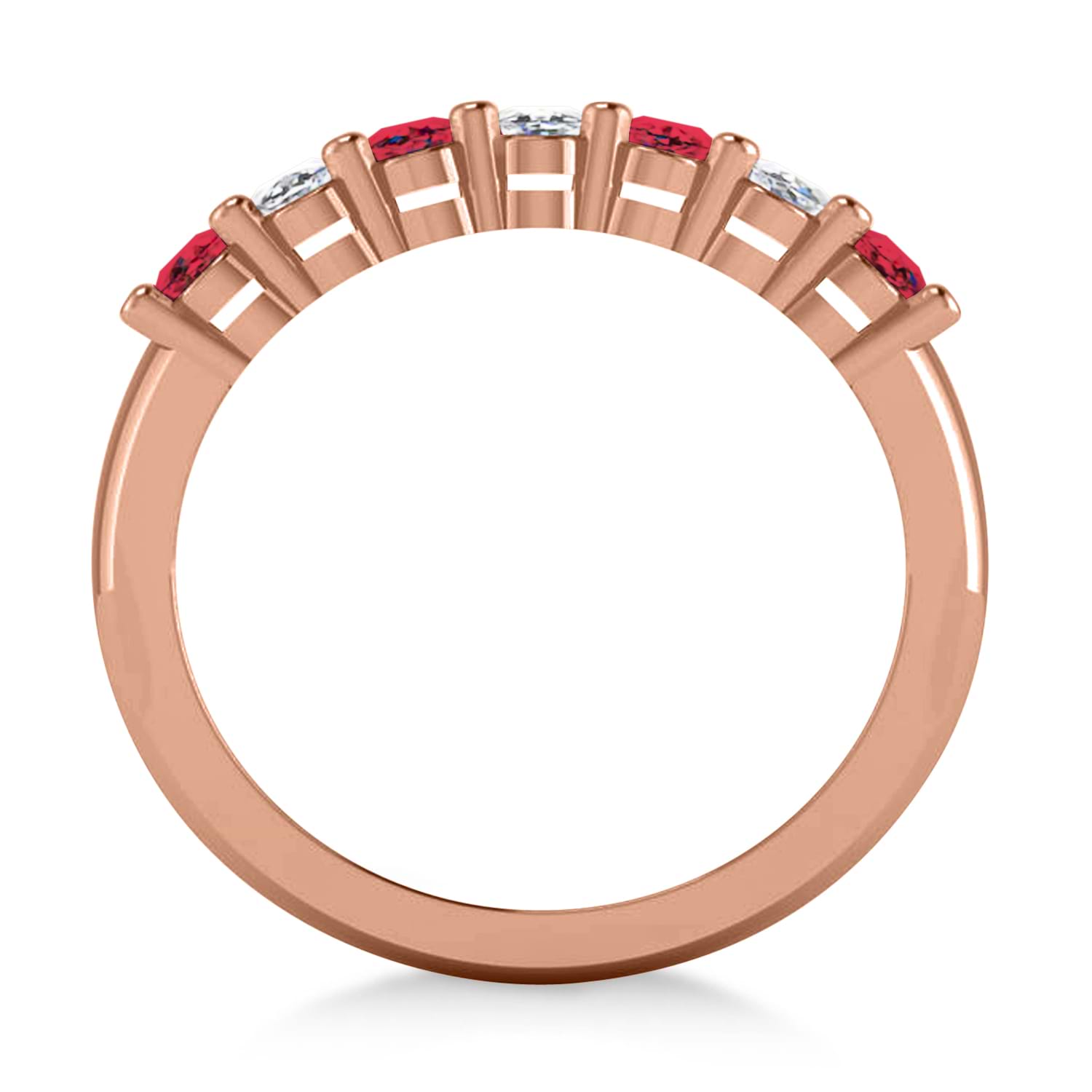 Oval Diamond & Ruby Seven Stone Ring 14k Rose Gold (1.40ct)