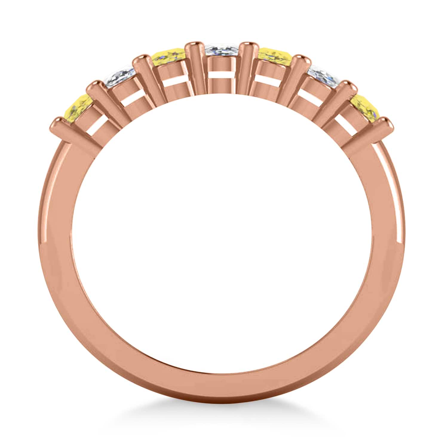 Oval Yellow & White Diamond Seven Stone Ring 14k Rose Gold (1.40ct)