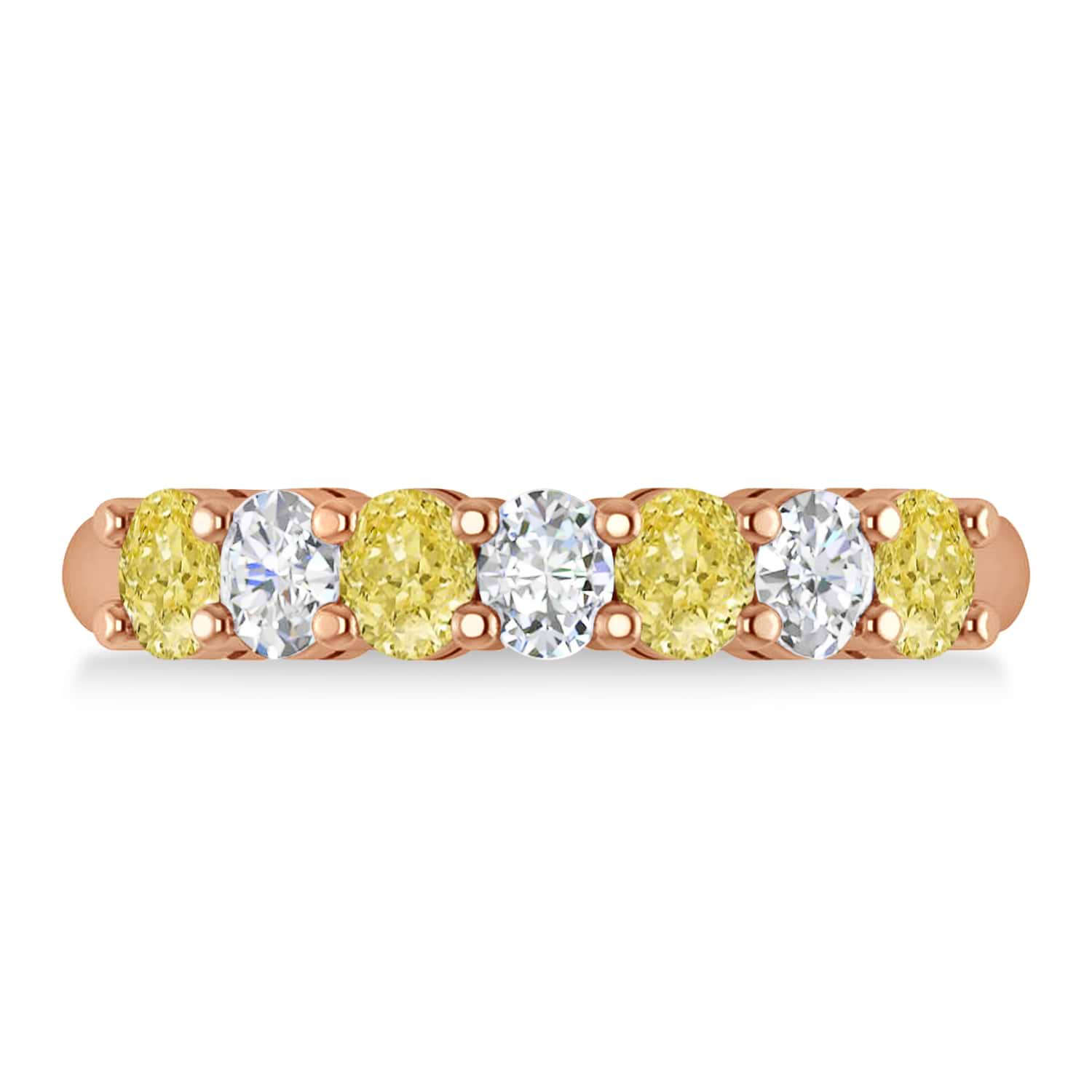 Oval Yellow & White Diamond Seven Stone Ring 14k Rose Gold (1.40ct)