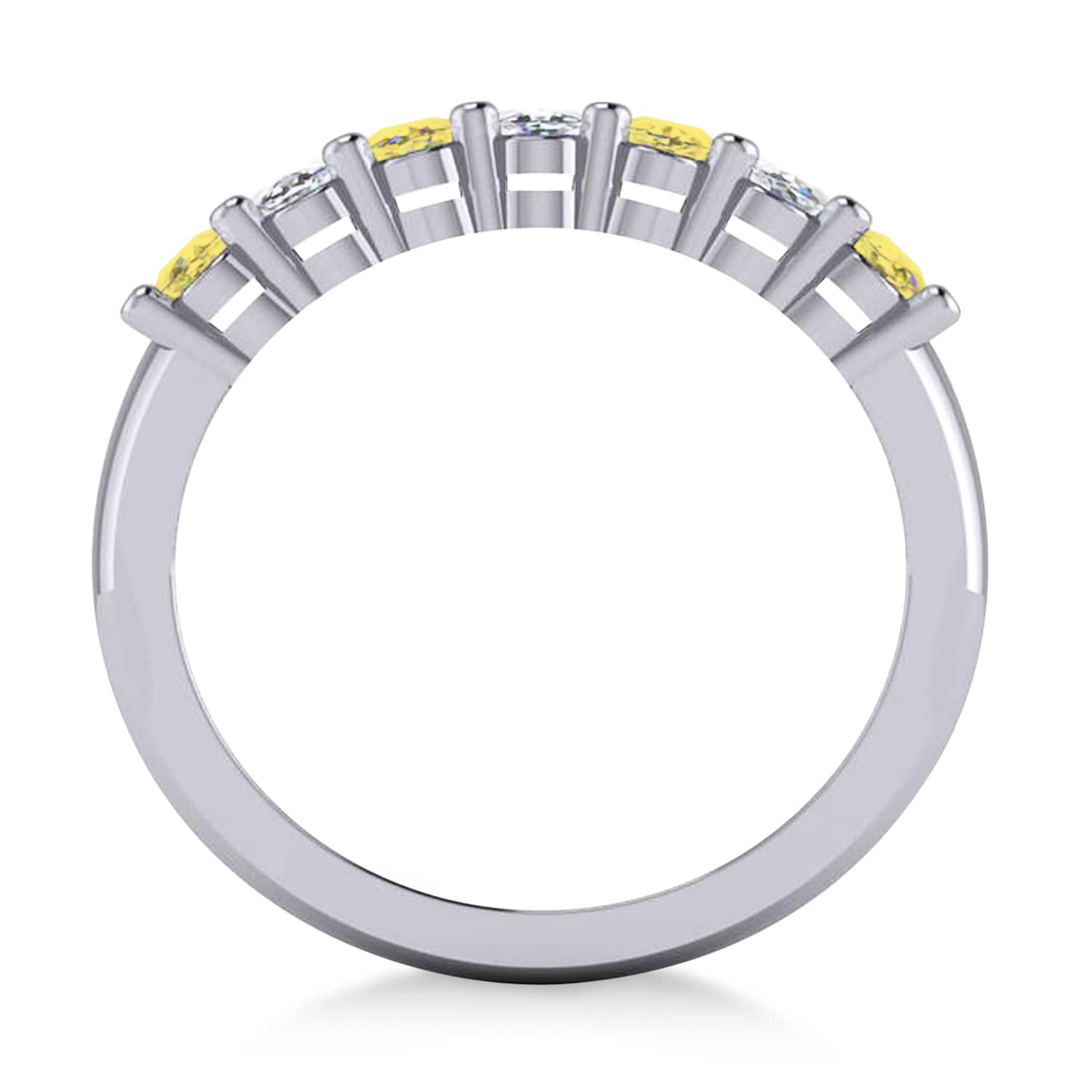 Oval Yellow & White Diamond Seven Stone Ring 14k White Gold (1.40ct)