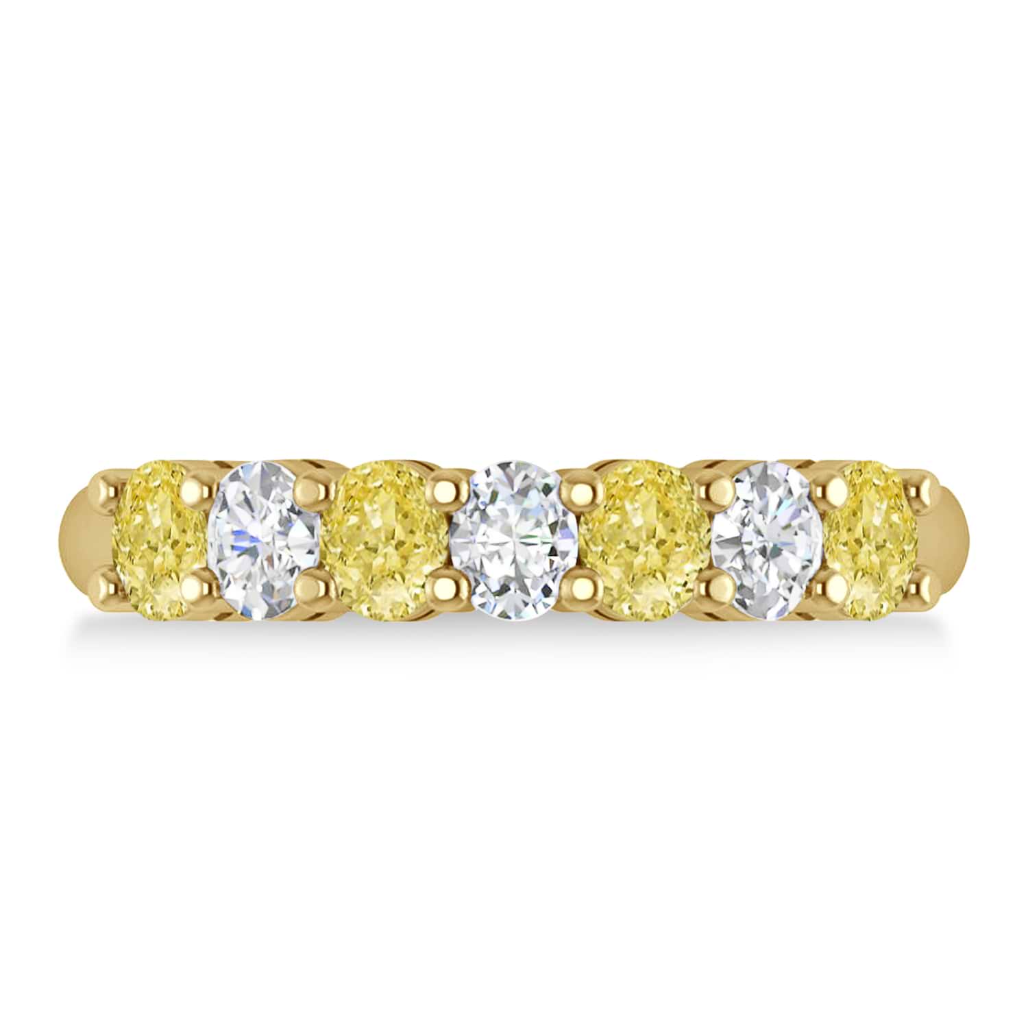 Oval Yellow & White Diamond Seven Stone Ring 14k Yellow Gold (1.40ct)