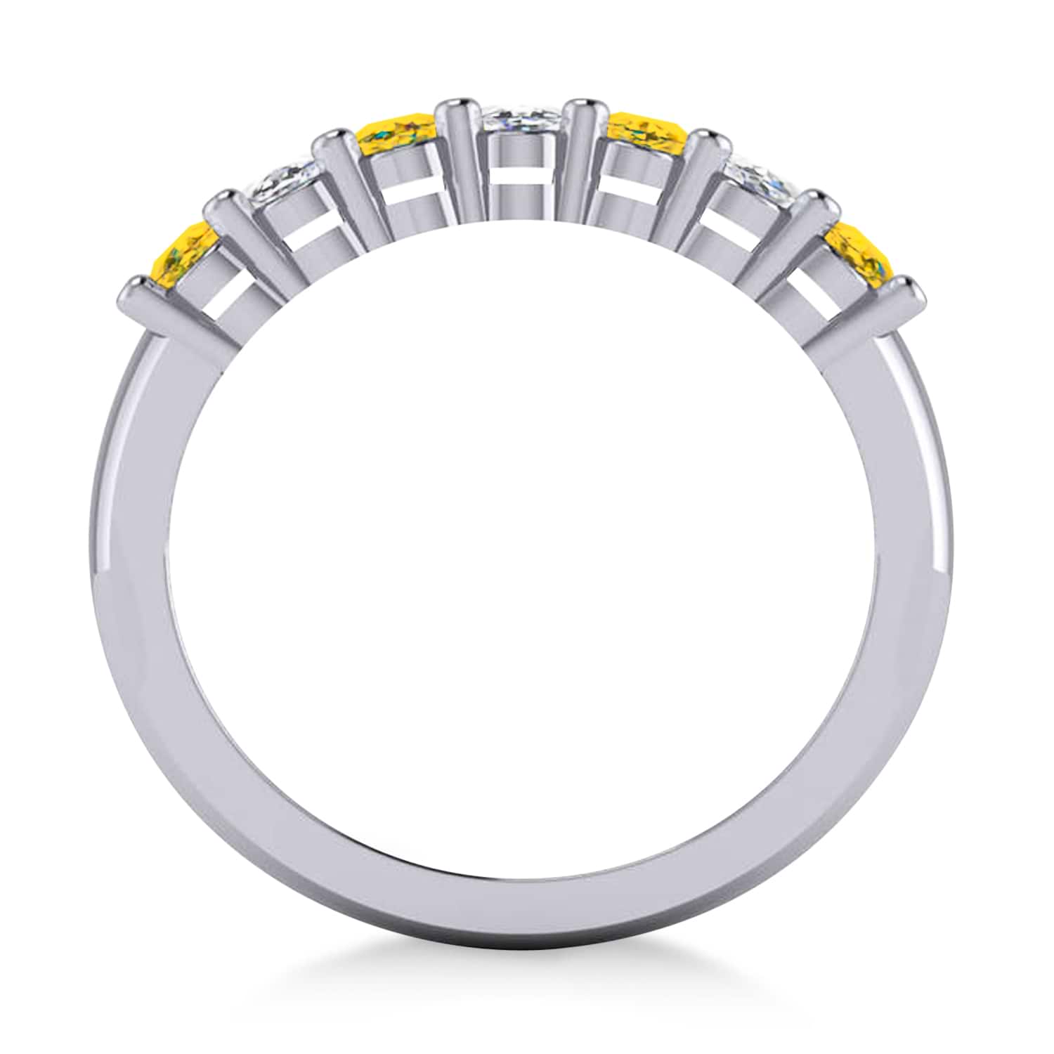 Oval Diamond & Yellow Sapphire Seven Stone Ring 14k White Gold (1.40ct)