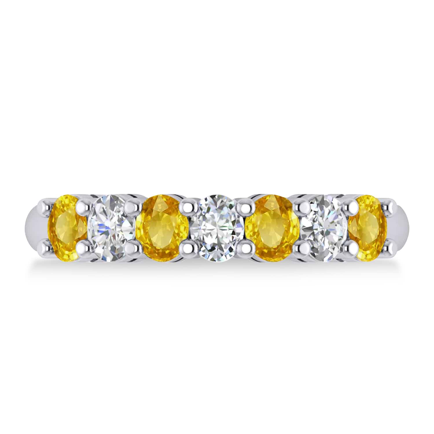 Oval Diamond & Yellow Sapphire Seven Stone Ring 14k White Gold (1.40ct)