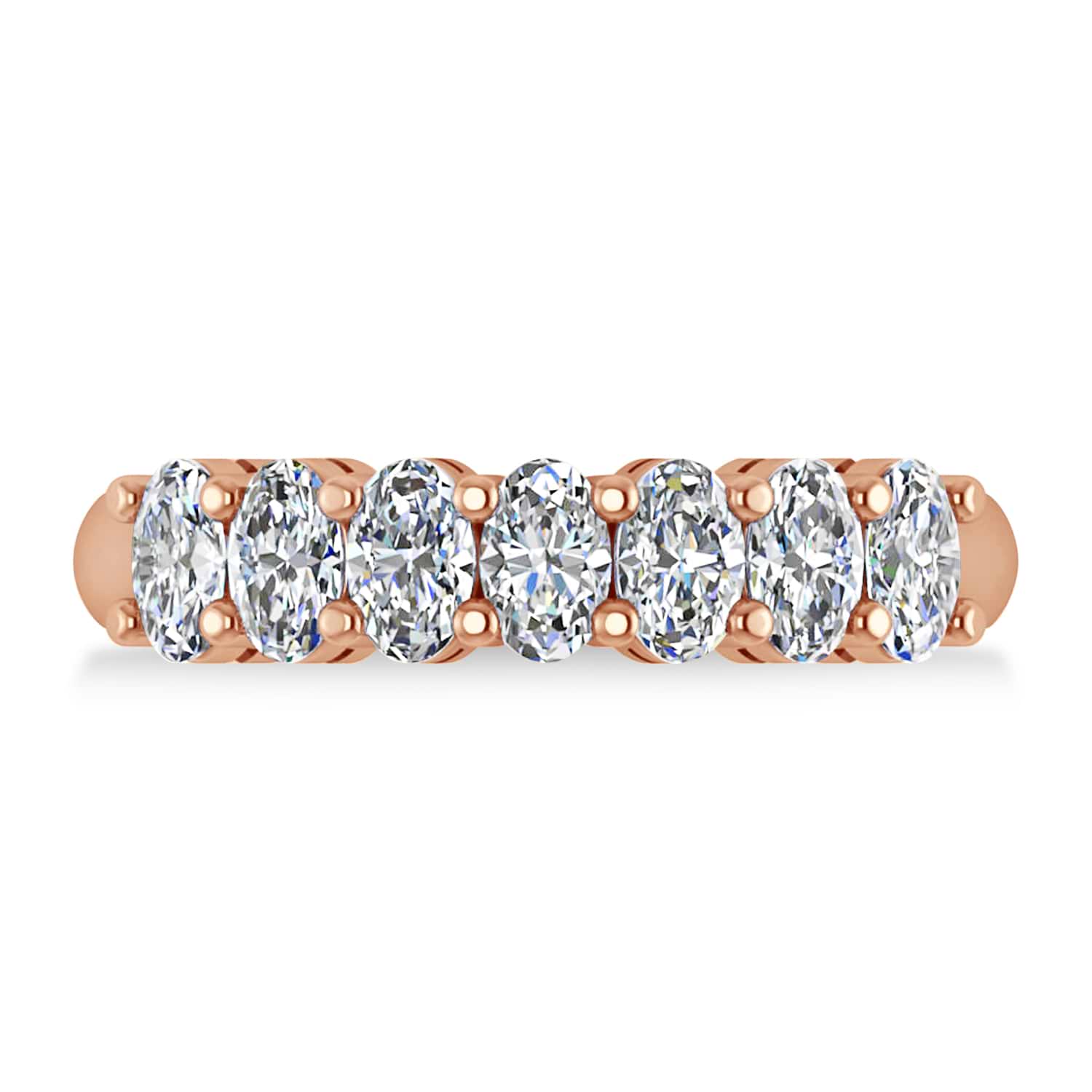 Oval Diamond Seven Stone Wedding Band 14k Rose Gold (1.75ct)