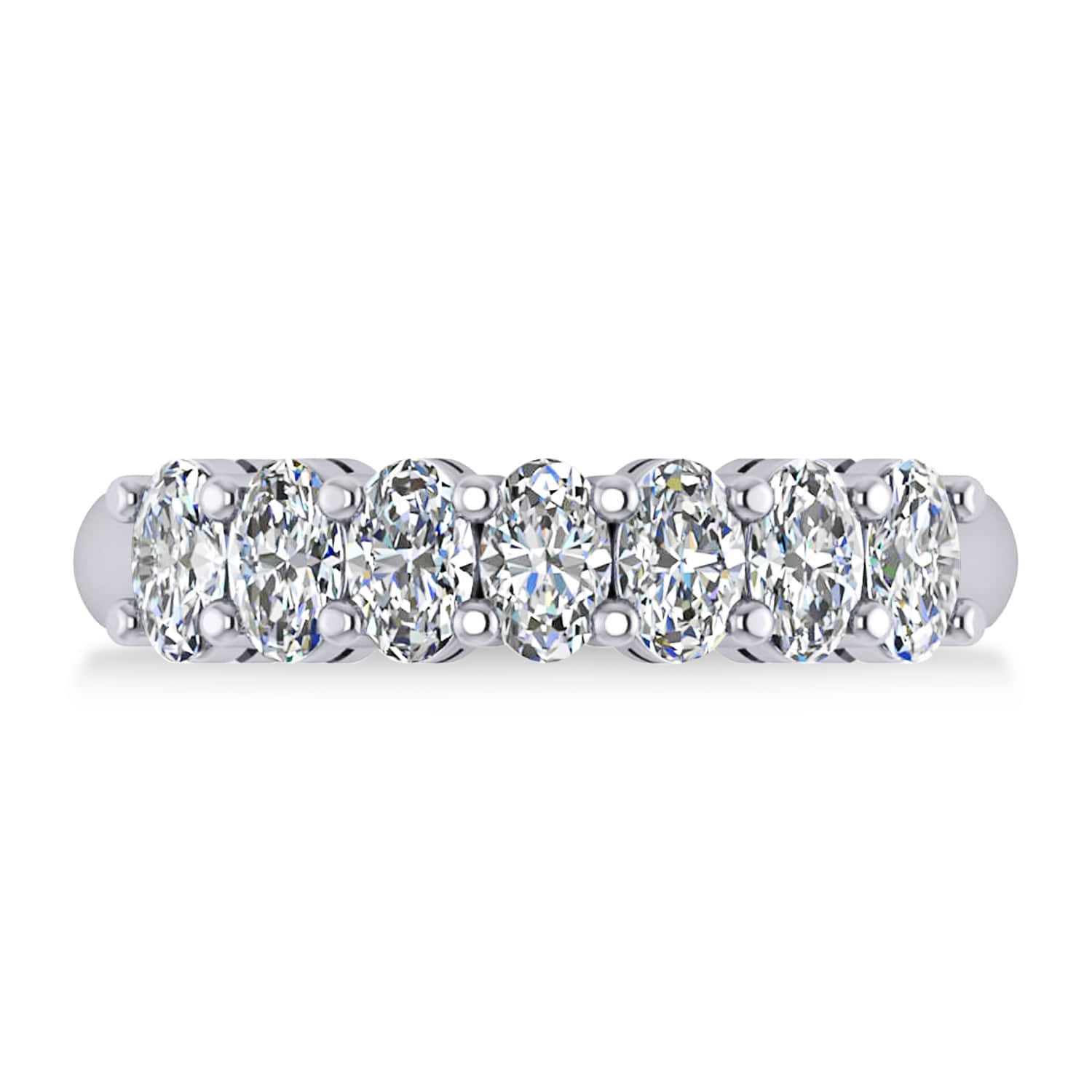 Oval Diamond Seven Stone Wedding Band 14k White Gold (1.75ct)