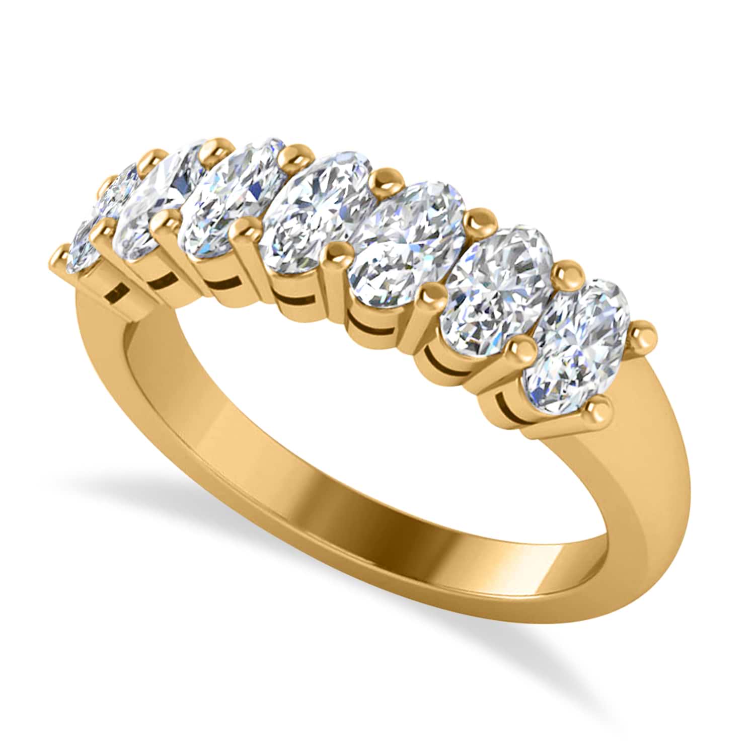 Oval Diamond Seven Stone Wedding Band 14k Yellow Gold (1.75ct)