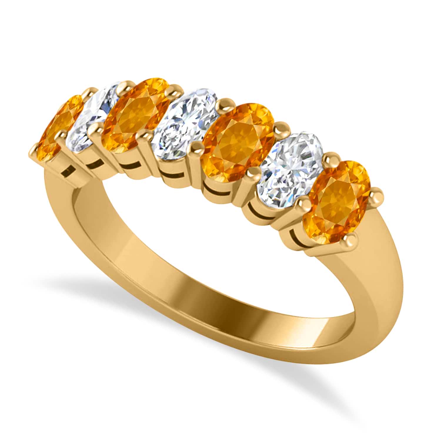 Oval Diamond & Citrine Seven Stone Ring 14k Yellow Gold (1.67ct)