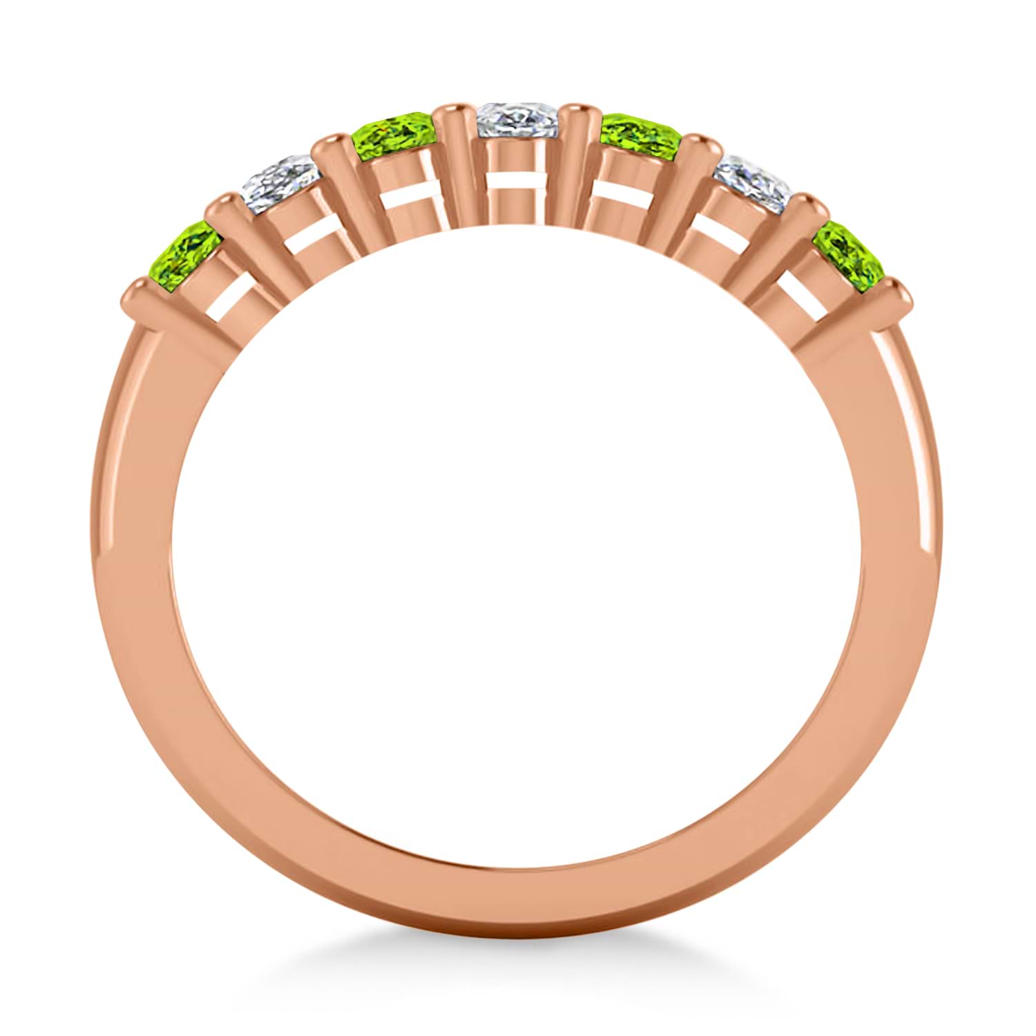 Oval Diamond & Peridot Seven Stone Ring 14k Rose Gold (1.87ct)