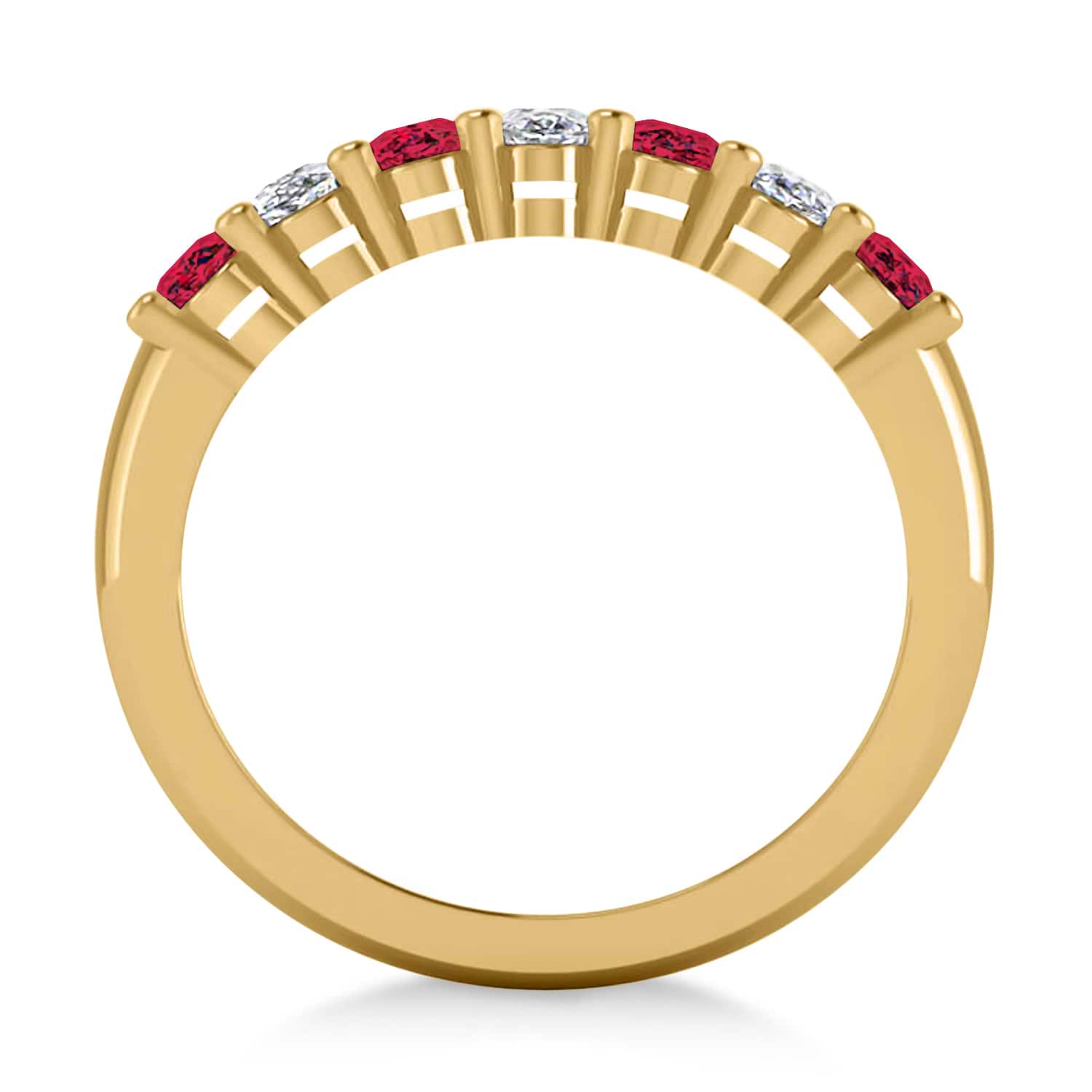 Oval Diamond & Ruby Seven Stone Ring 14k Yellow Gold (2.15ct)