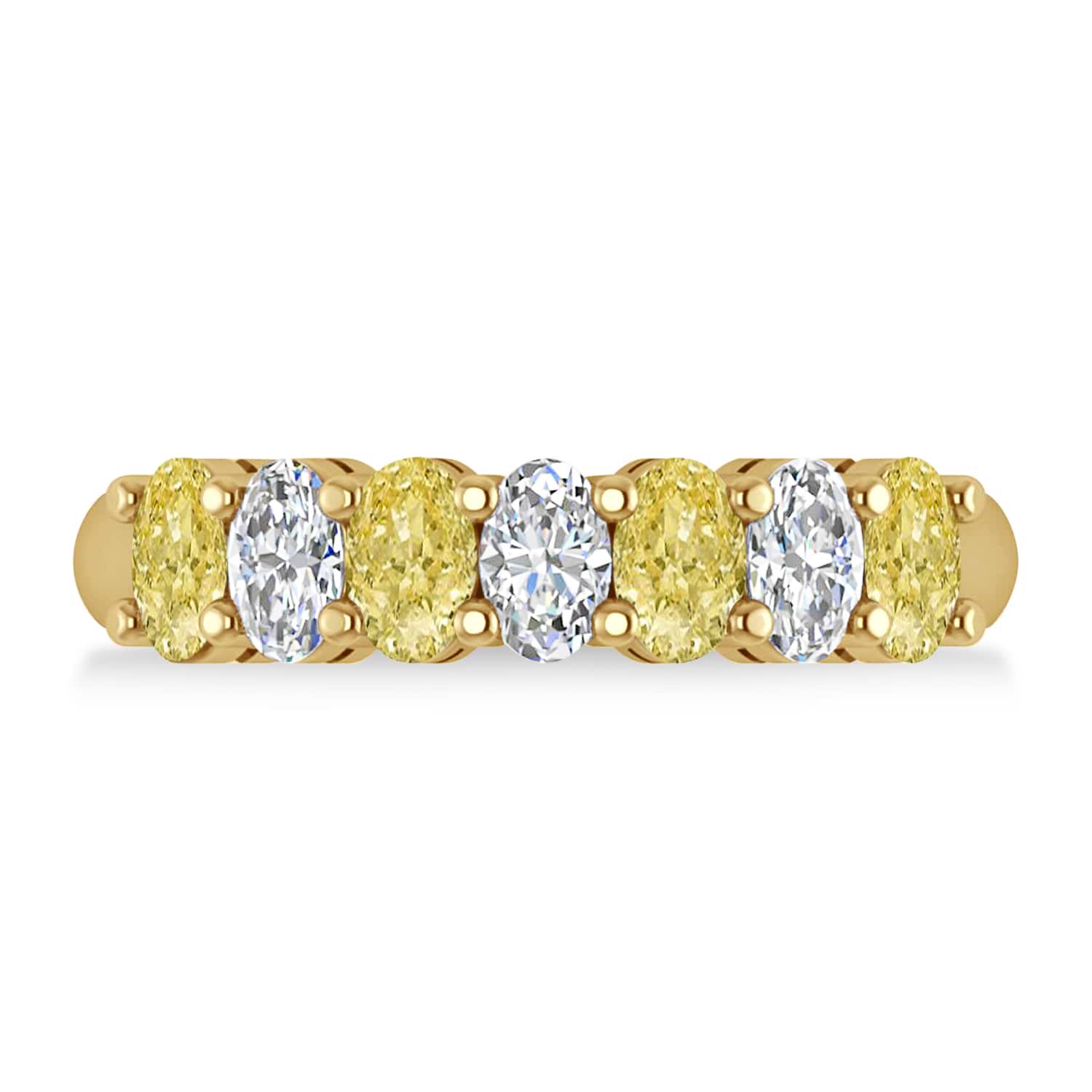 Oval Yellow & White Diamond Seven Stone Ring 14k Yellow Gold (1.75ct)