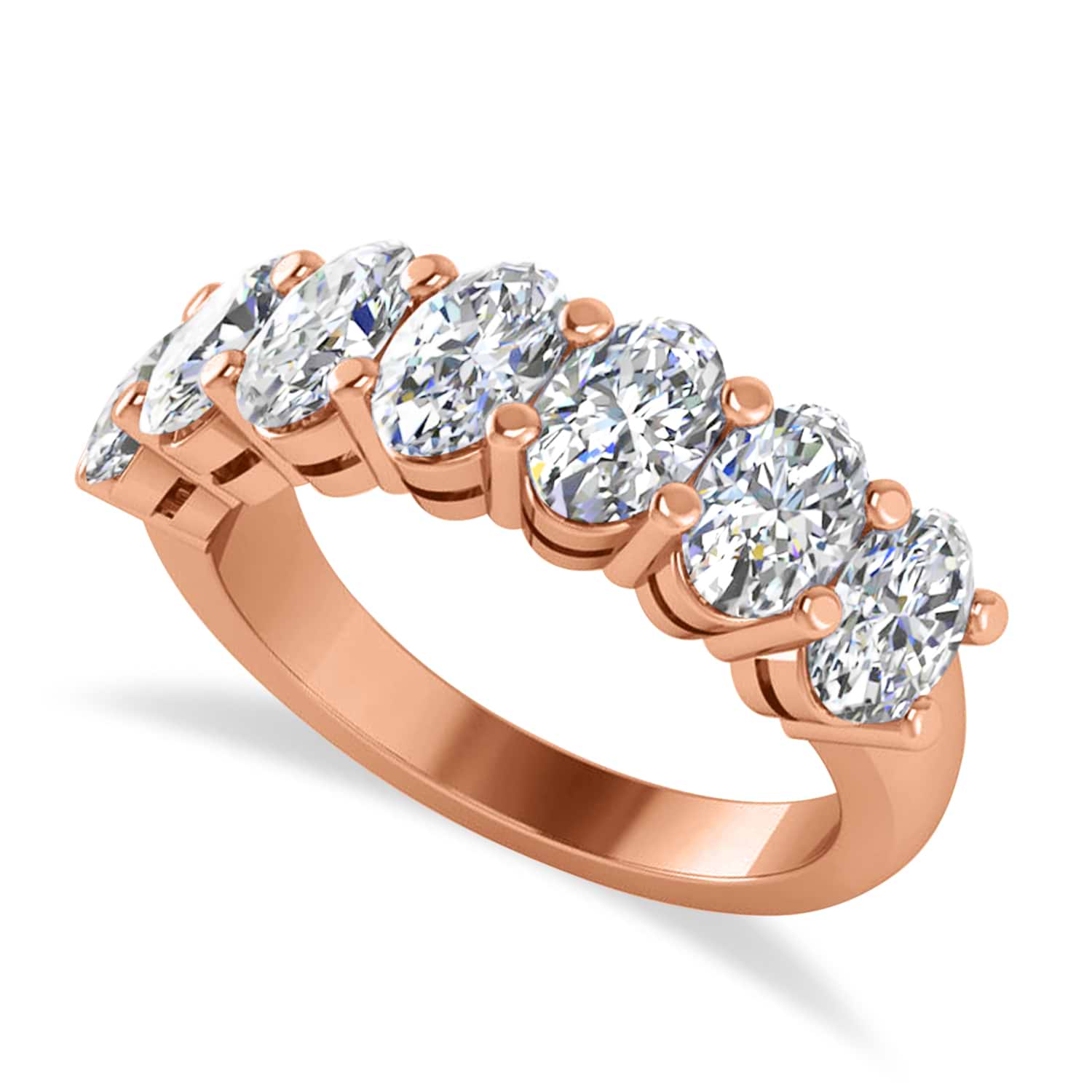Oval Diamond Seven Stone Wedding Band 14k Rose Gold (3.50ct)