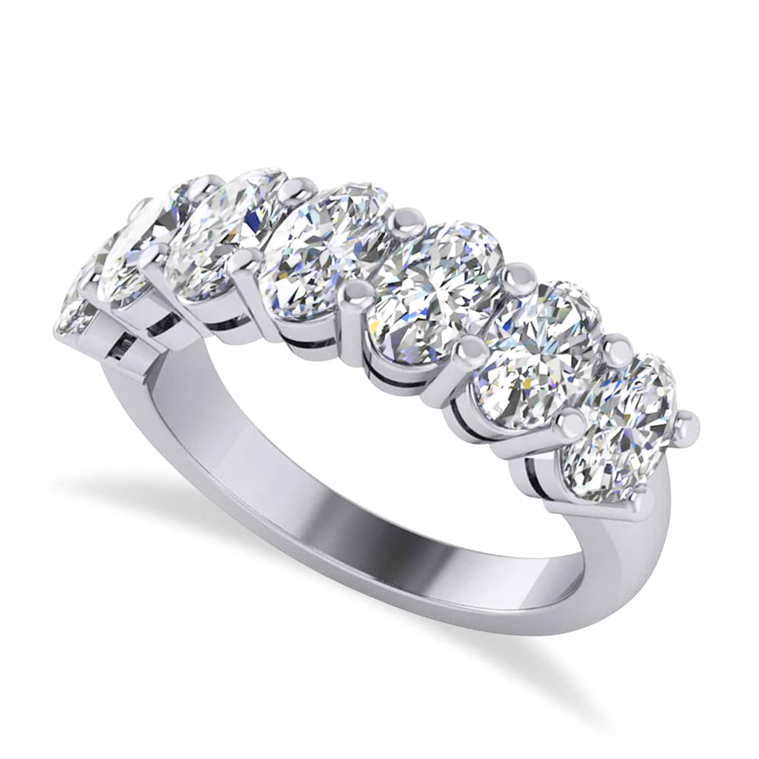 Oval Diamond Seven Stone Wedding Band 14k White Gold (3.50ct)