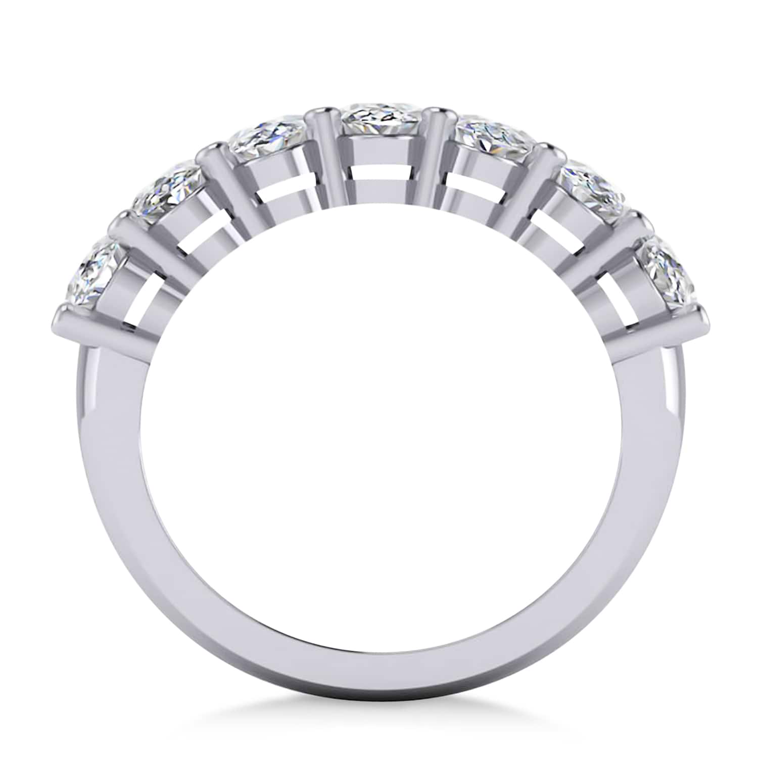 Oval Diamond Seven Stone Wedding Band 14k White Gold (3.50ct)