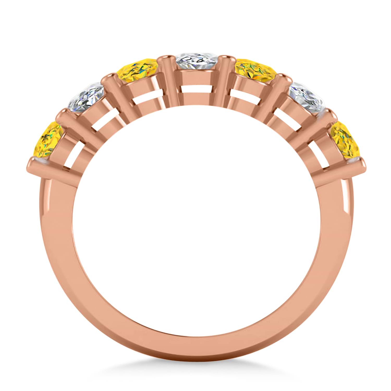 Oval Diamond & Yellow Sapphire Seven Stone Ring 14k Rose Gold (3.90ct)