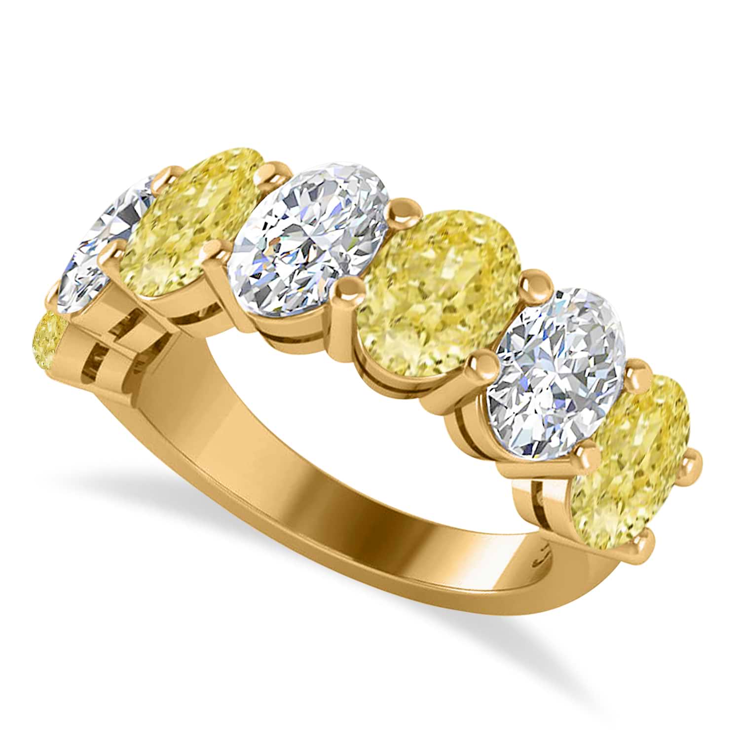 Oval Yellow & White Diamond Seven Stone Ring 14k Yellow Gold (7.00ct)
