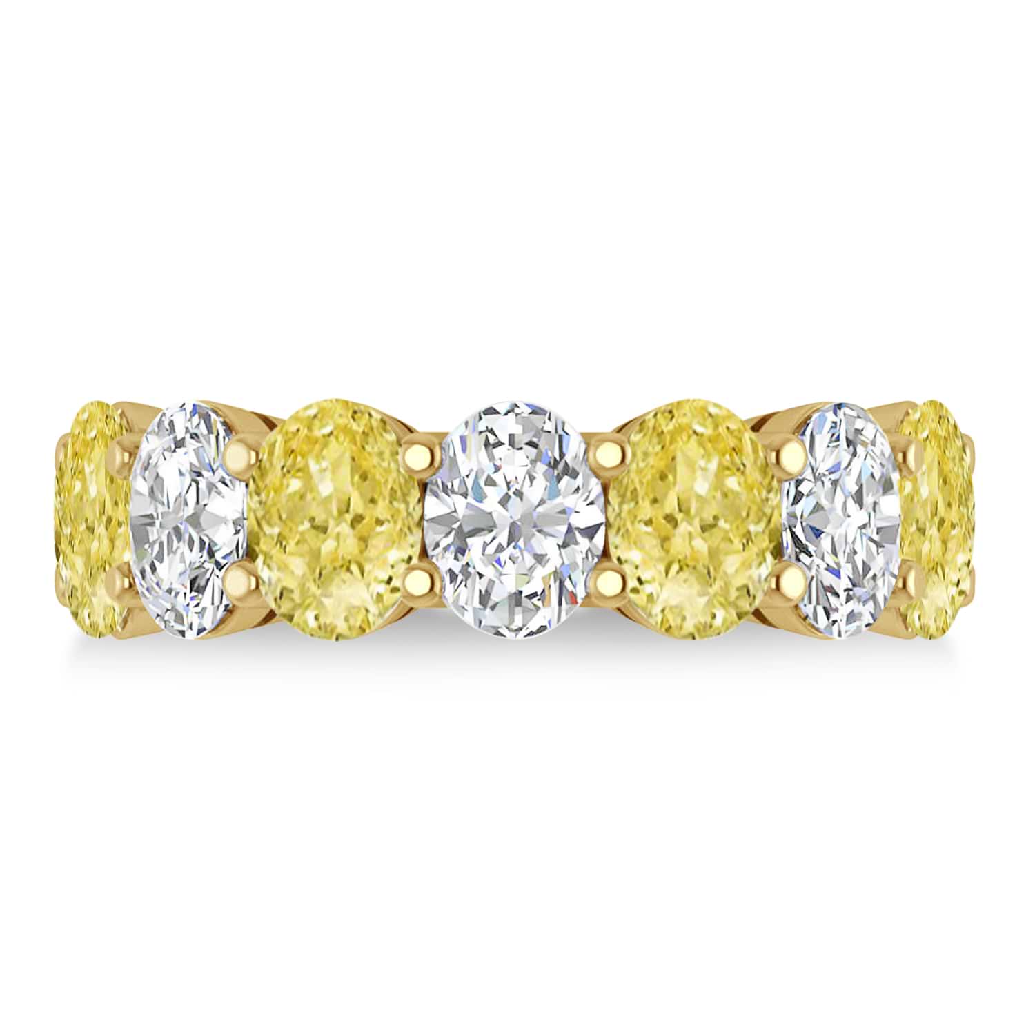 Oval Yellow & White Diamond Seven Stone Ring 14k Yellow Gold (7.00ct)