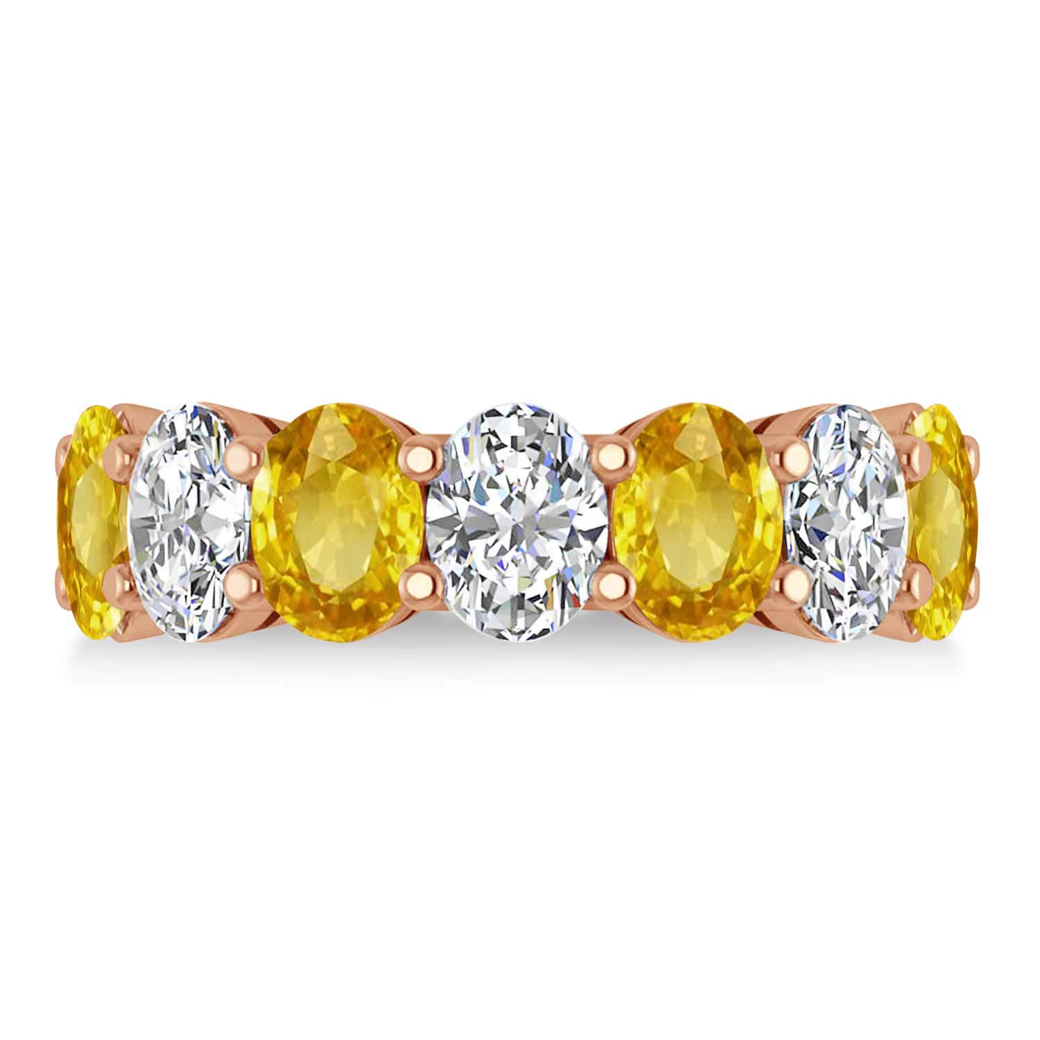 Oval Diamond & Yellow Sapphire Seven Stone Ring 14k Rose Gold (7.00ct)