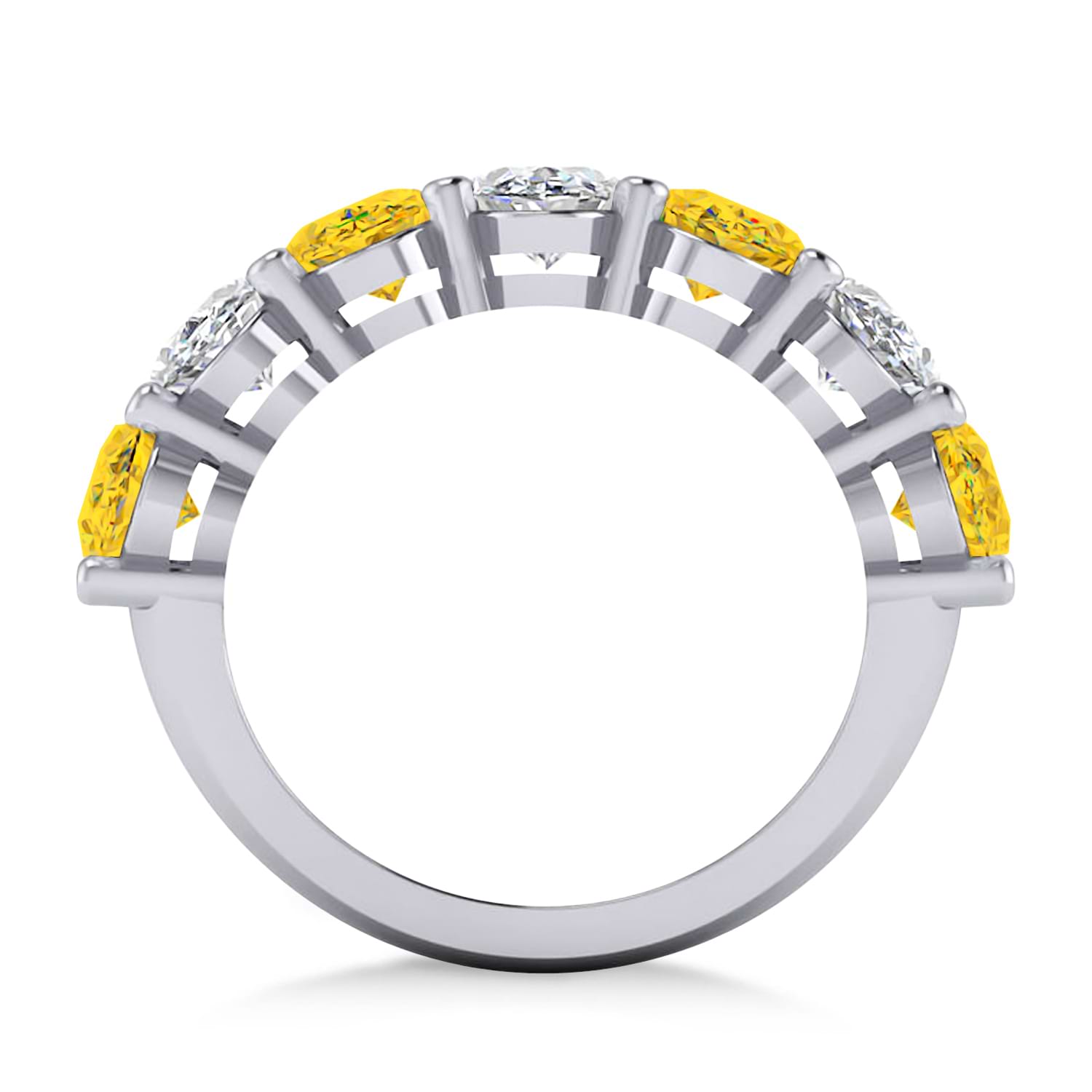 Oval Diamond & Yellow Sapphire Seven Stone Ring 14k White Gold (7.00ct)