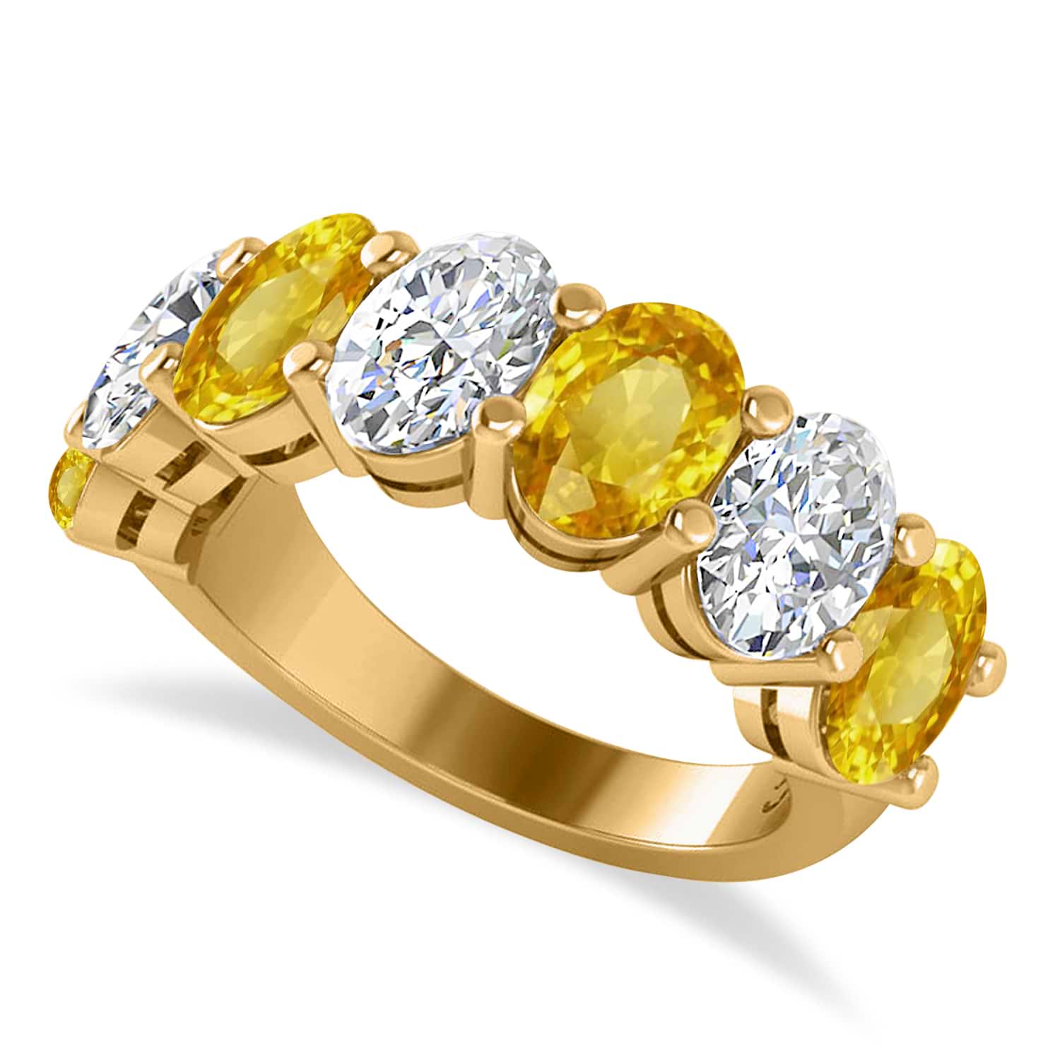 Oval Diamond & Yellow Sapphire Seven Stone Ring 14k Yellow Gold (7.00ct)