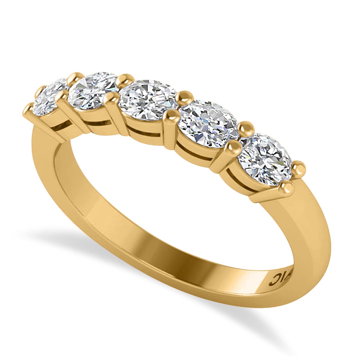 Oval Diamond Five Stone Wedding Band 14k Yellow Gold (1.00ct)