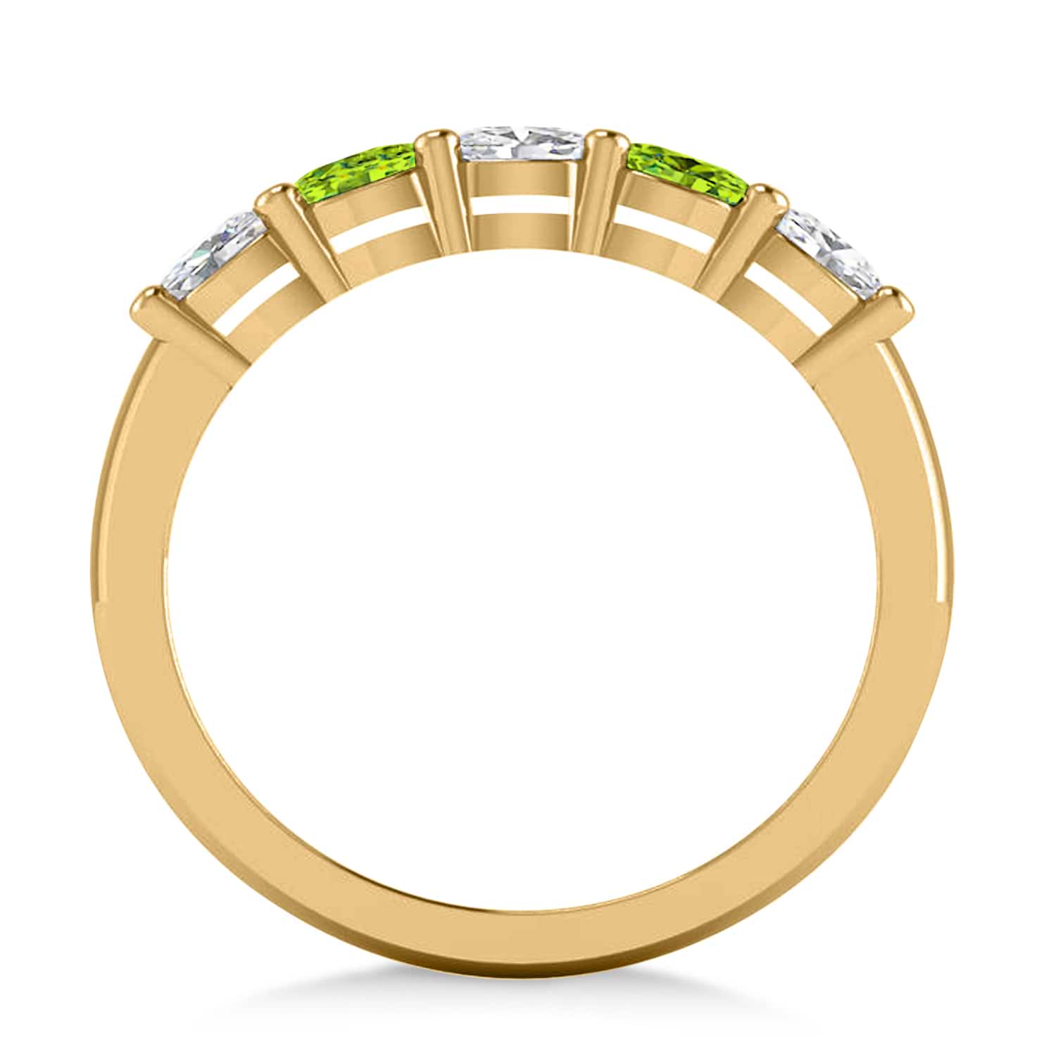 Oval Diamond & Peridot Five Stone Ring 14k Yellow Gold (1.00ct)