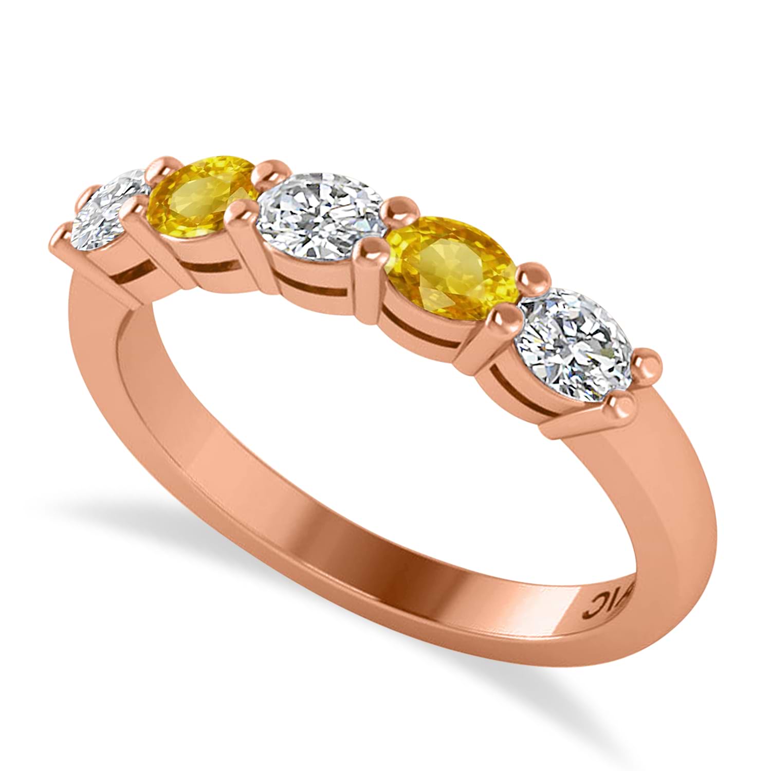 Oval Diamond & Yellow Sapphire Five Stone Ring 14k Rose Gold (1.00ct)