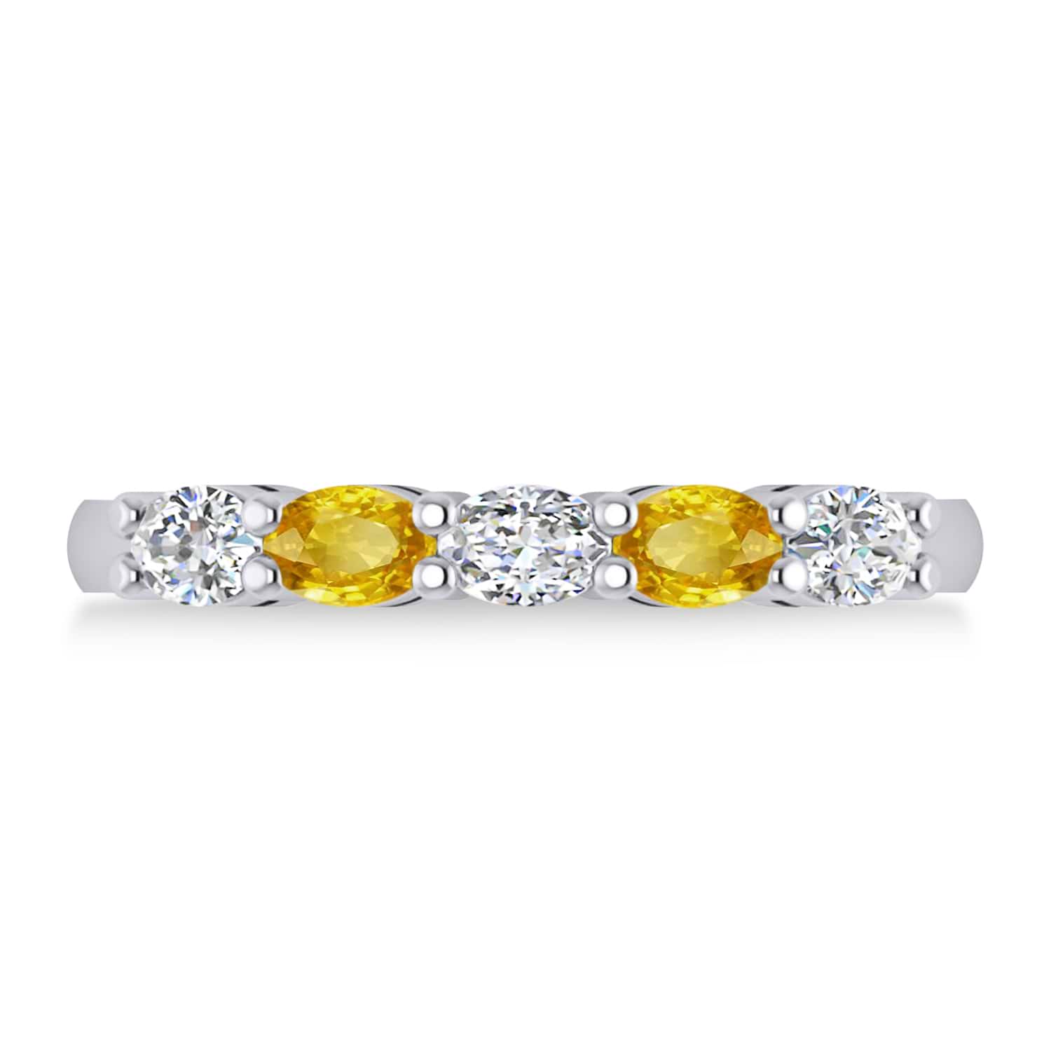 Oval Diamond & Yellow Sapphire Five Stone Ring 14k White Gold (1.00ct)