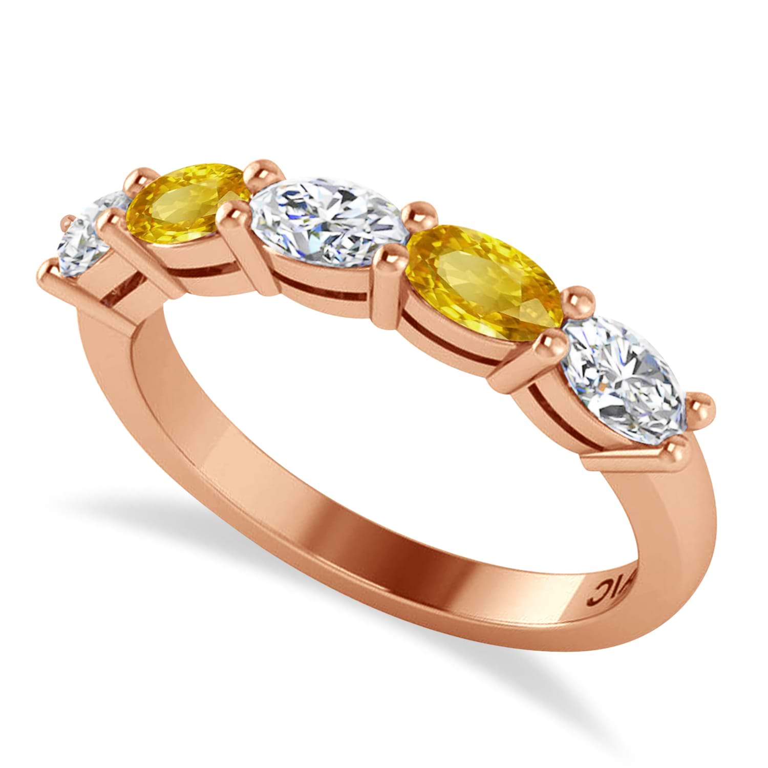 Oval Diamond & Yellow Sapphire Five Stone Ring 14k Rose Gold (1.25ct)