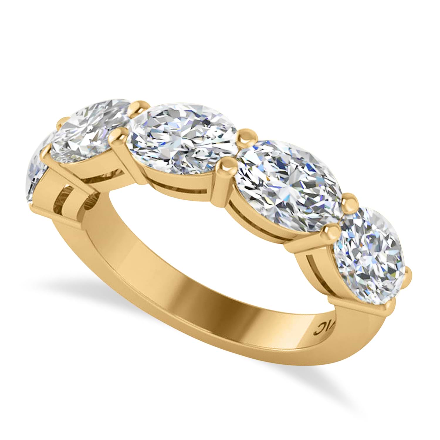Oval Diamond Five Stone Wedding Band 14k Yellow Gold (5.00ct)
