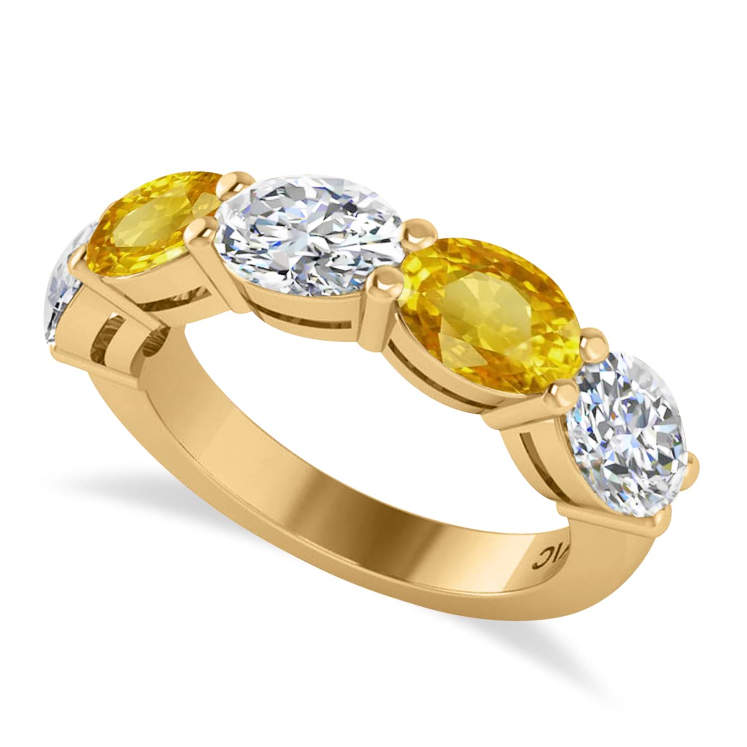 Oval Diamond & Yellow Sapphire Five Stone Ring 14k Yellow Gold (5.00ct)