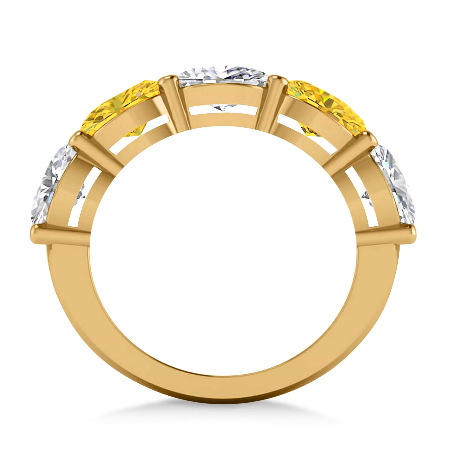 Oval Diamond & Yellow Sapphire Five Stone Ring 14k Yellow Gold (5.00ct)
