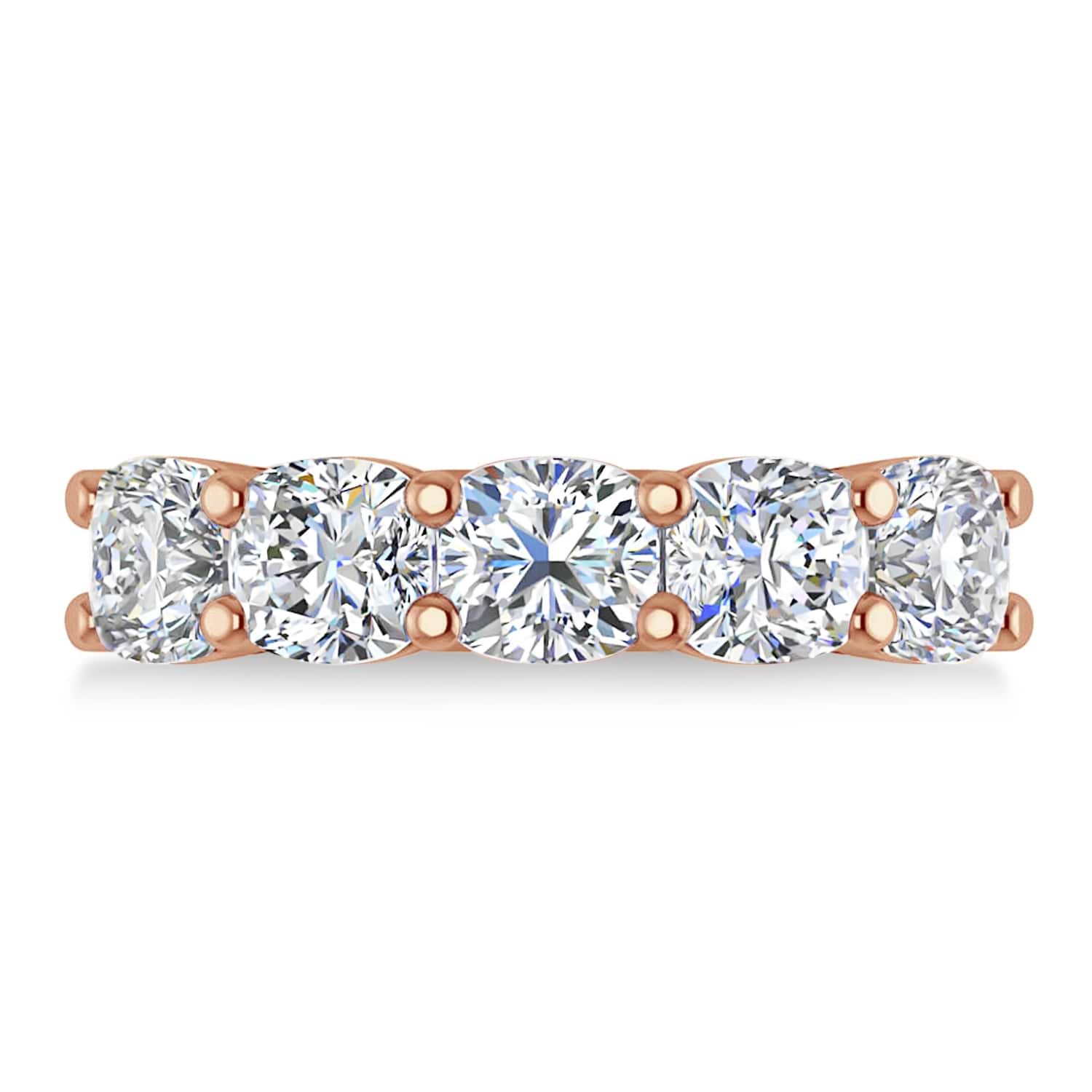 Cushion Diamond Five Stone Wedding Band 14k Rose Gold (3.75ct)