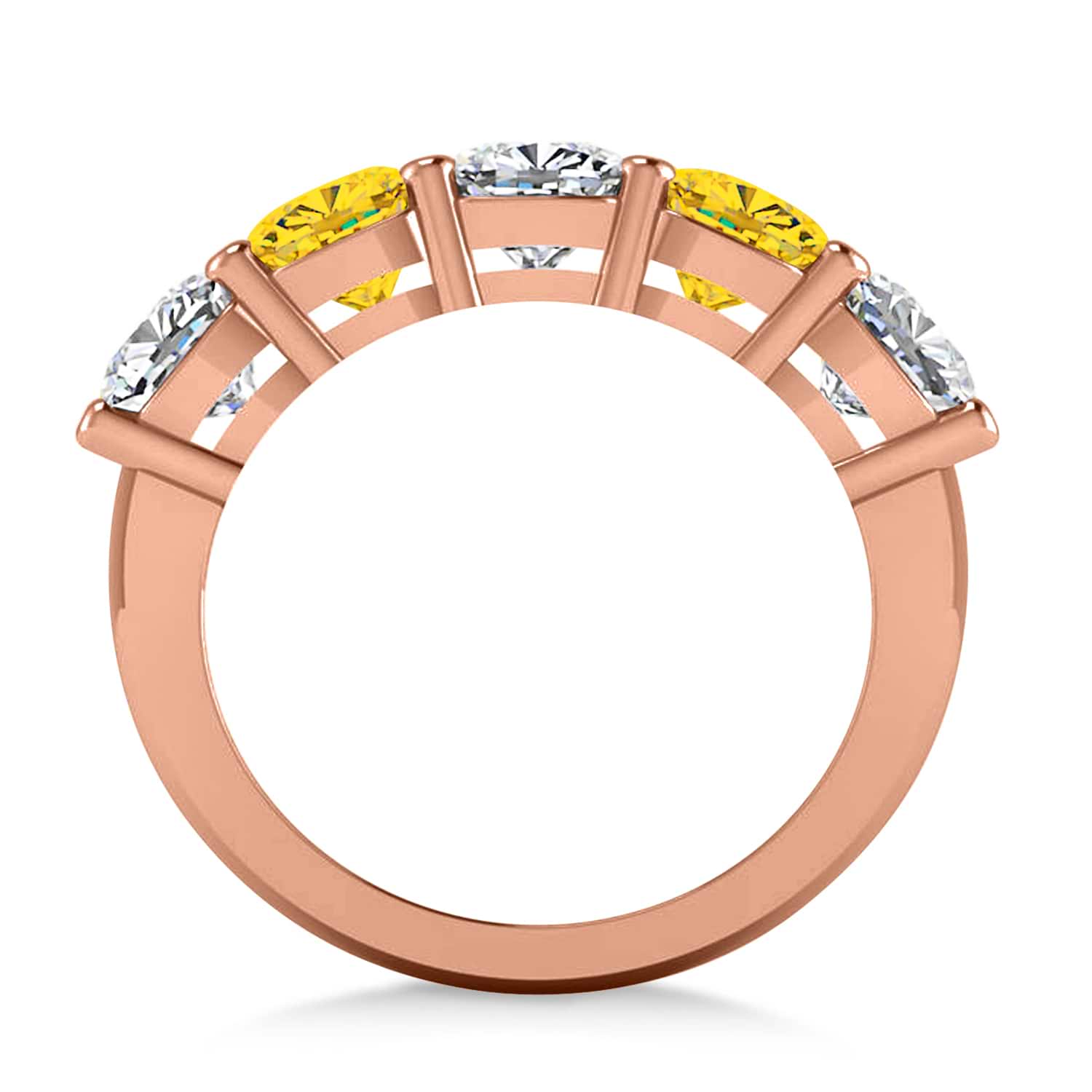 Cushion Diamond & Yellow Sapphire Five Stone Ring 14k Rose Gold (4.05ct)