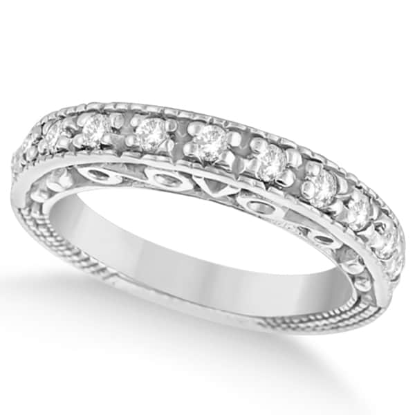 Designer Infinity Carved Diamond Ring w/ Scrollwork in Platinum (0.21ct)