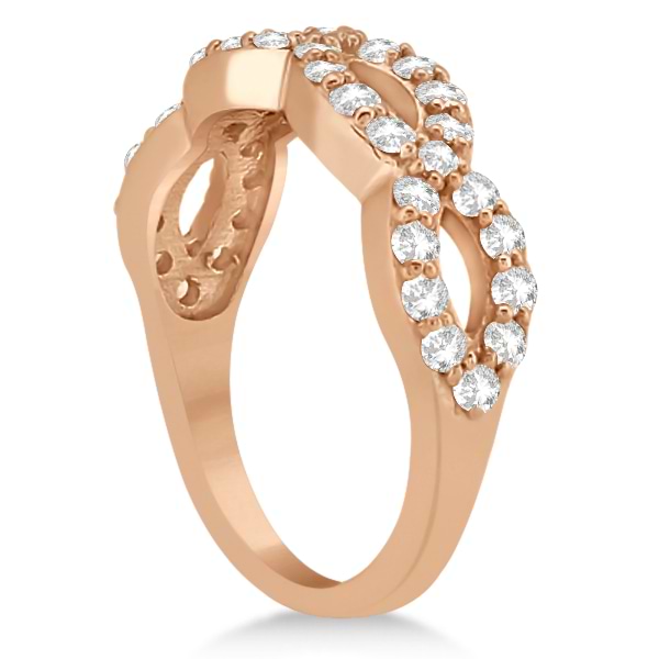 Pave Set Twisted Infinity Diamond Ring Band 14k Rose Gold (0.75ct)