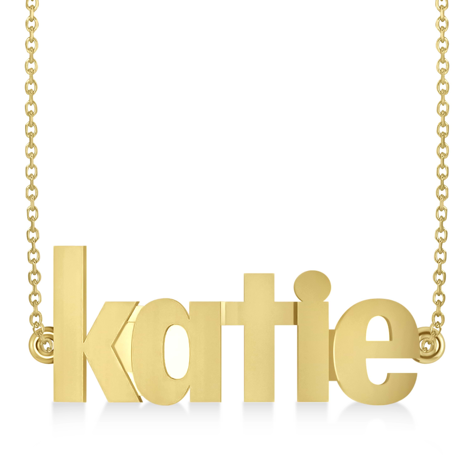 Personalized Block Font Name Pendant Necklace 14k Yellow Gold