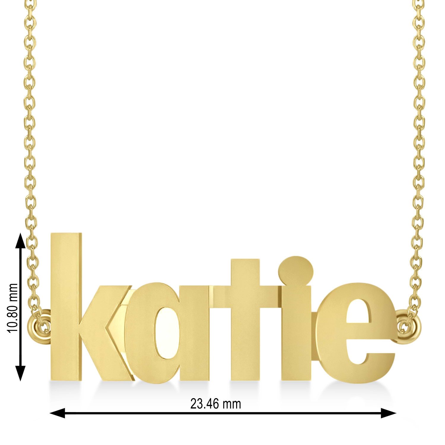 Personalized Block Font Name Pendant Necklace 14k Yellow Gold