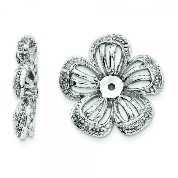 Diamond Accented Flower Earring Jackets 14k White Gold (0.03ct)