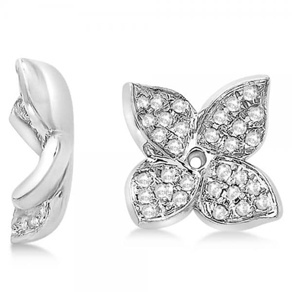 Diamond Butterfly Flower Earring Jackets in 14k White Gold (0.20ct)