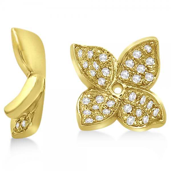 Diamond Butterfly Flower Earring Jackets in 14k Yellow Gold (0.20ct)