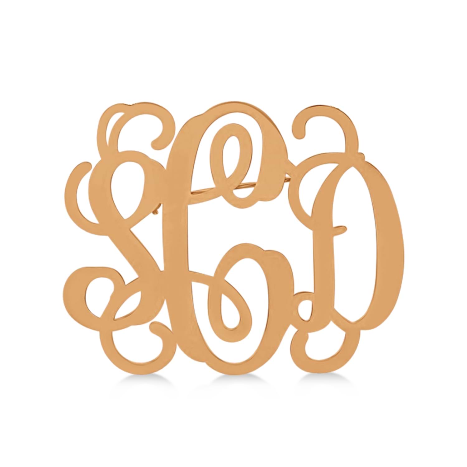 Initial Monogram Brooch Pin 14k Rose Gold over Sterling Silver